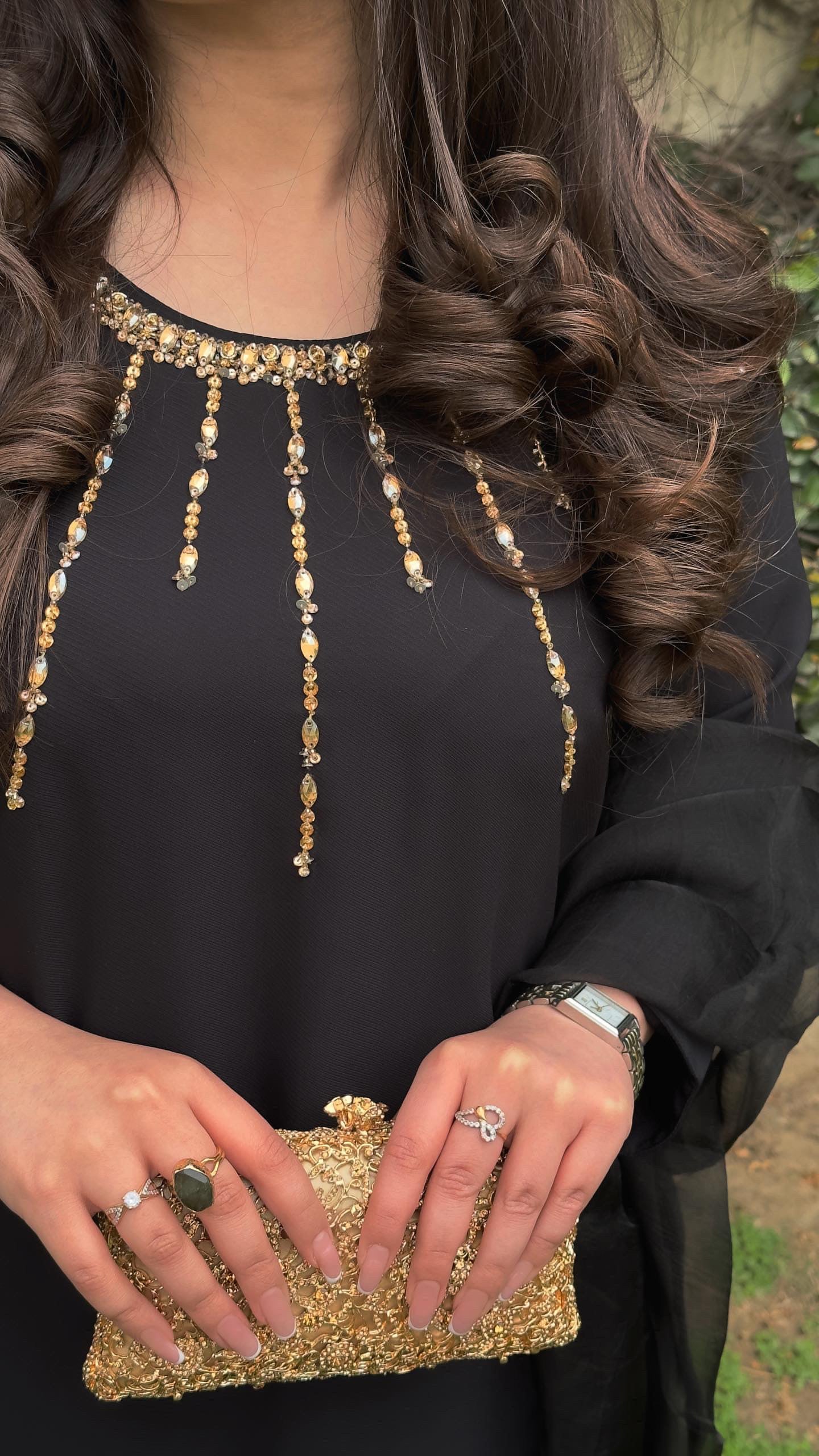 Black Embellished Swarovski Momina Ammar