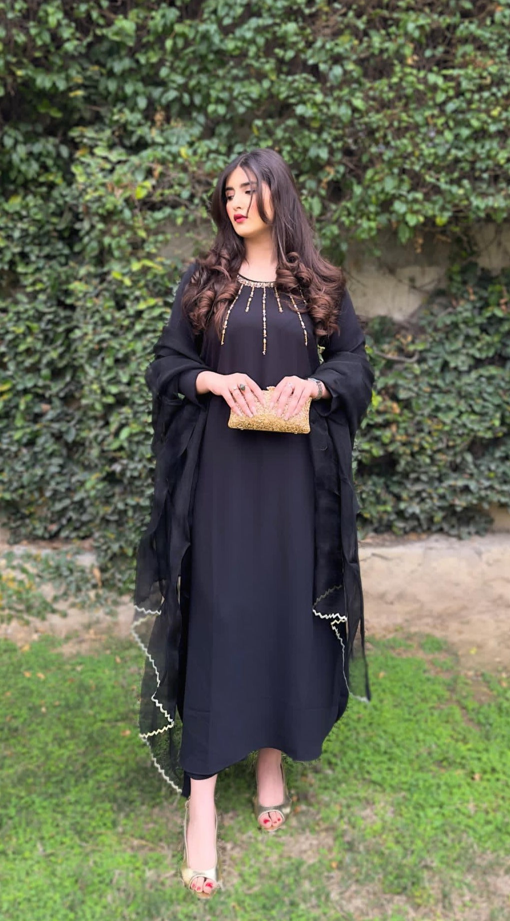 Black Embellished Swarovski Momina Ammar