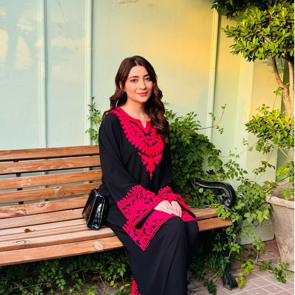 Pink Embroidered Shirt with Farshi Shalwar – Momina Ammar
