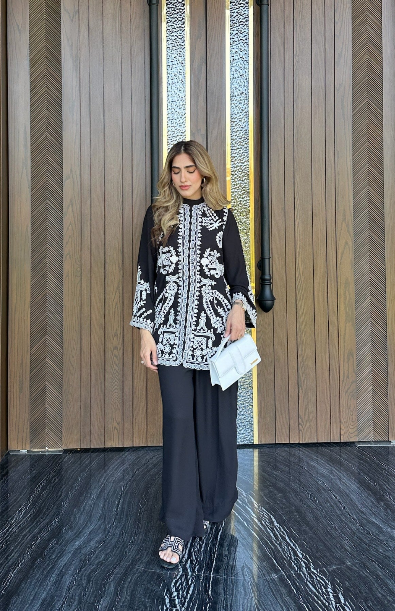 Black Embroidered sewing Spot