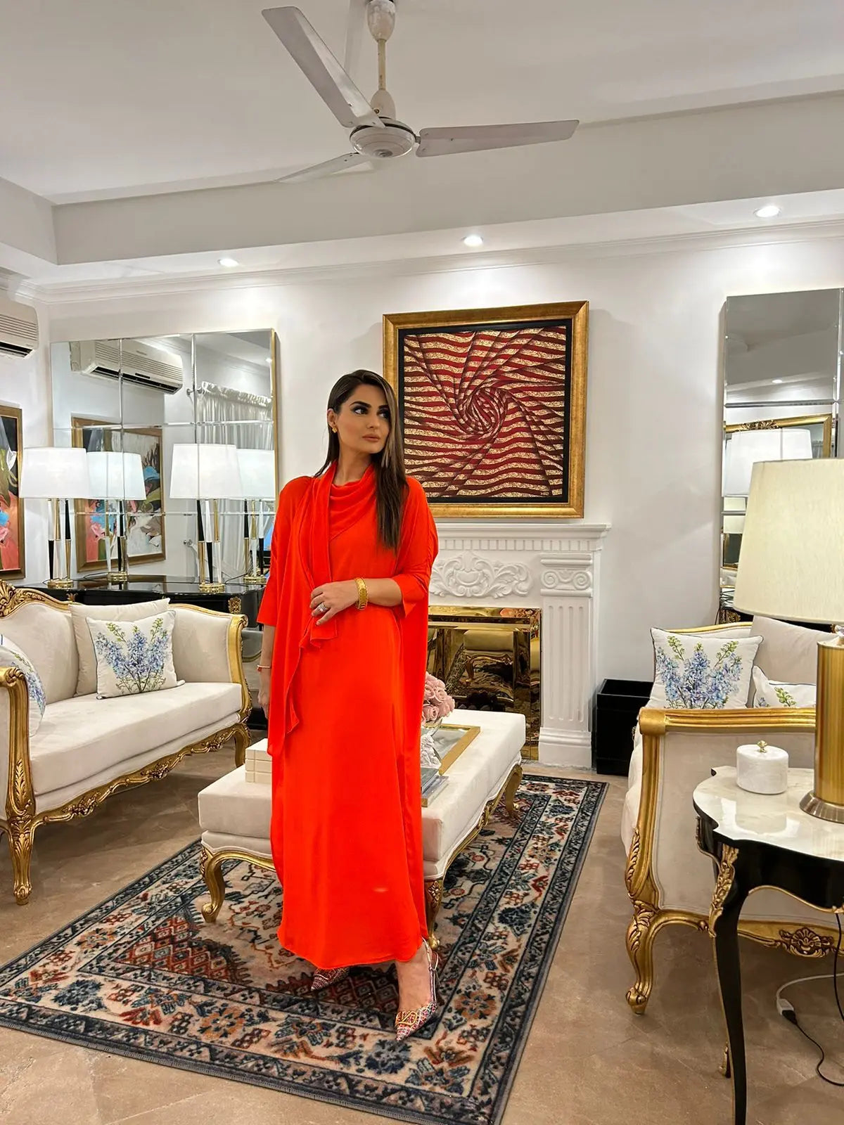 Orange Blend Drape (two pc) Momina Ammar