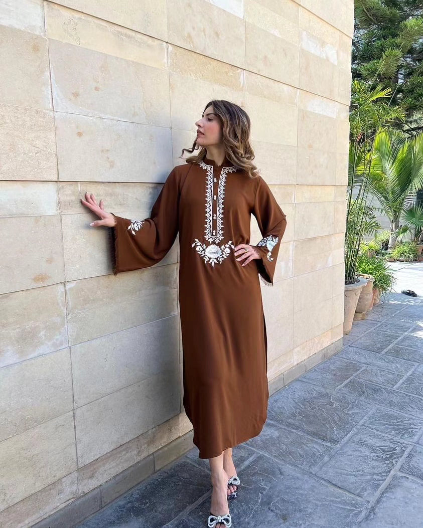 Dark Brown Embroidered two pc Momina Ammar