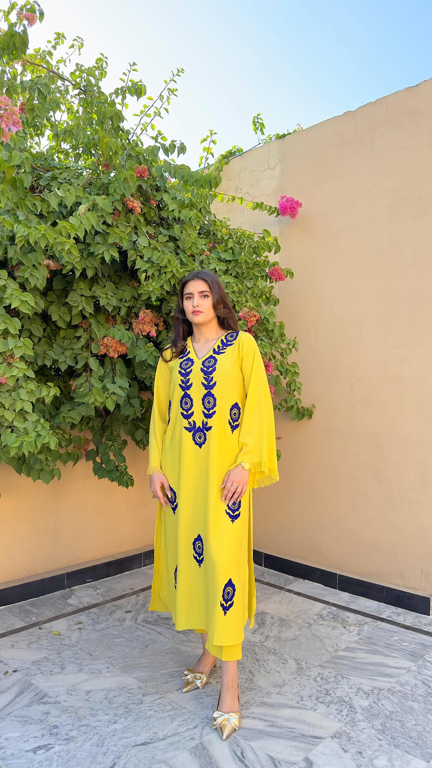 Yellow Ari Embroidered two pc Momina Ammar