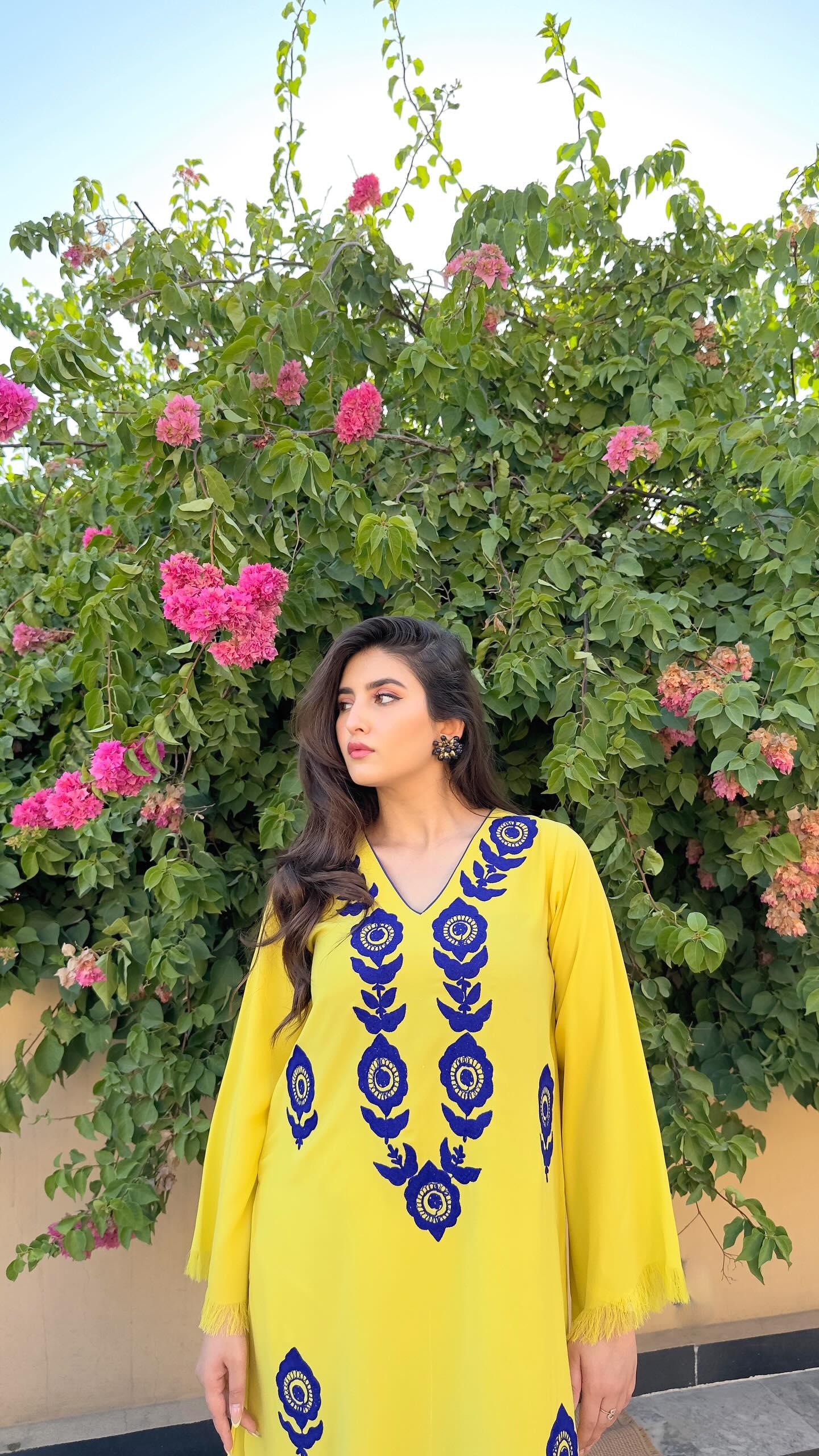 Yellow Ari Embroidered two pc Momina Ammar