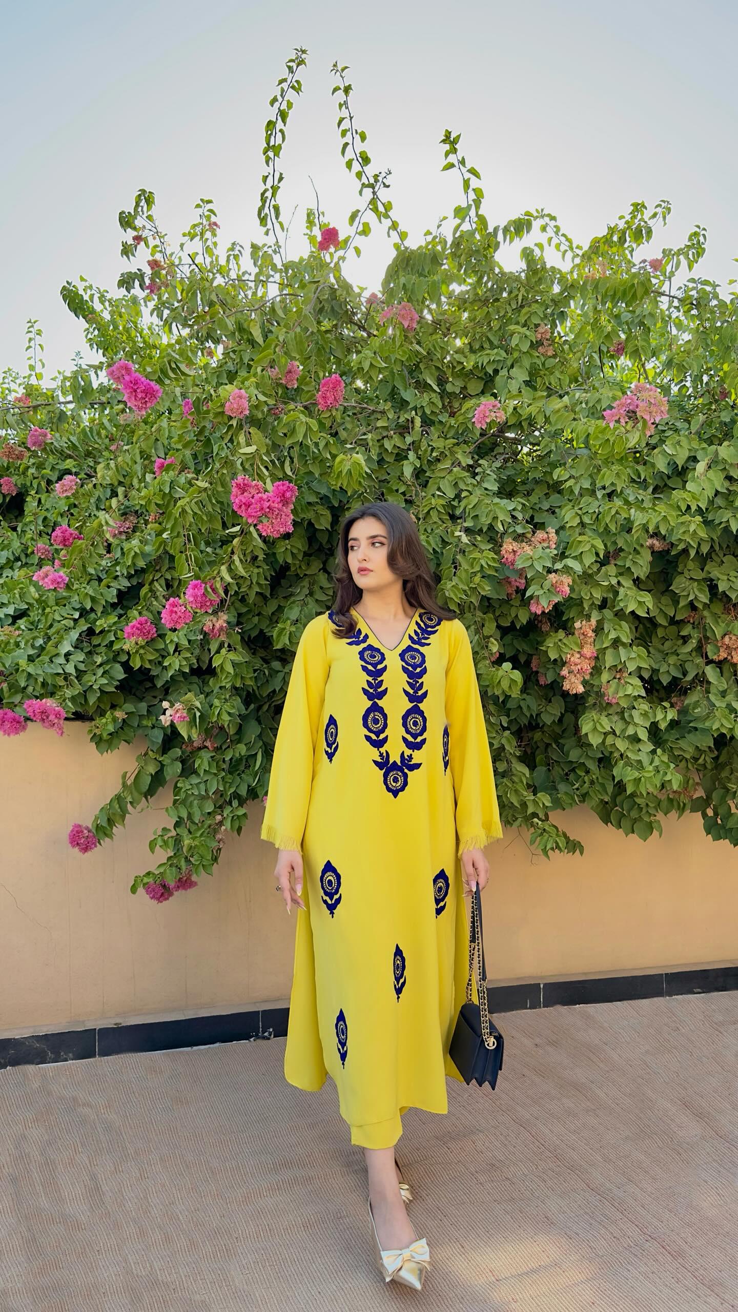 Yellow Ari Embroidered two pc Momina Ammar