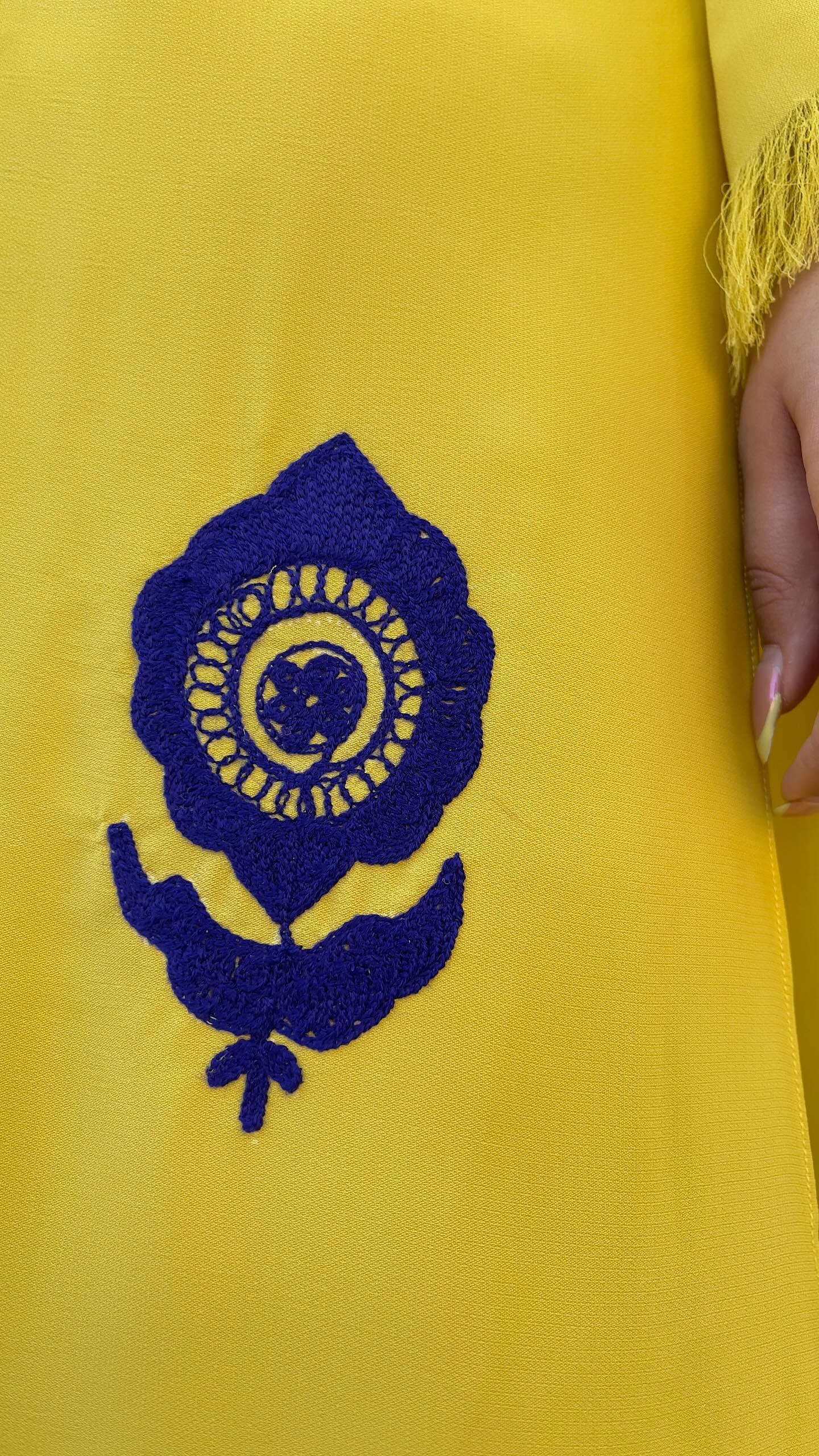 Yellow Ari Embroidered two pc Momina Ammar