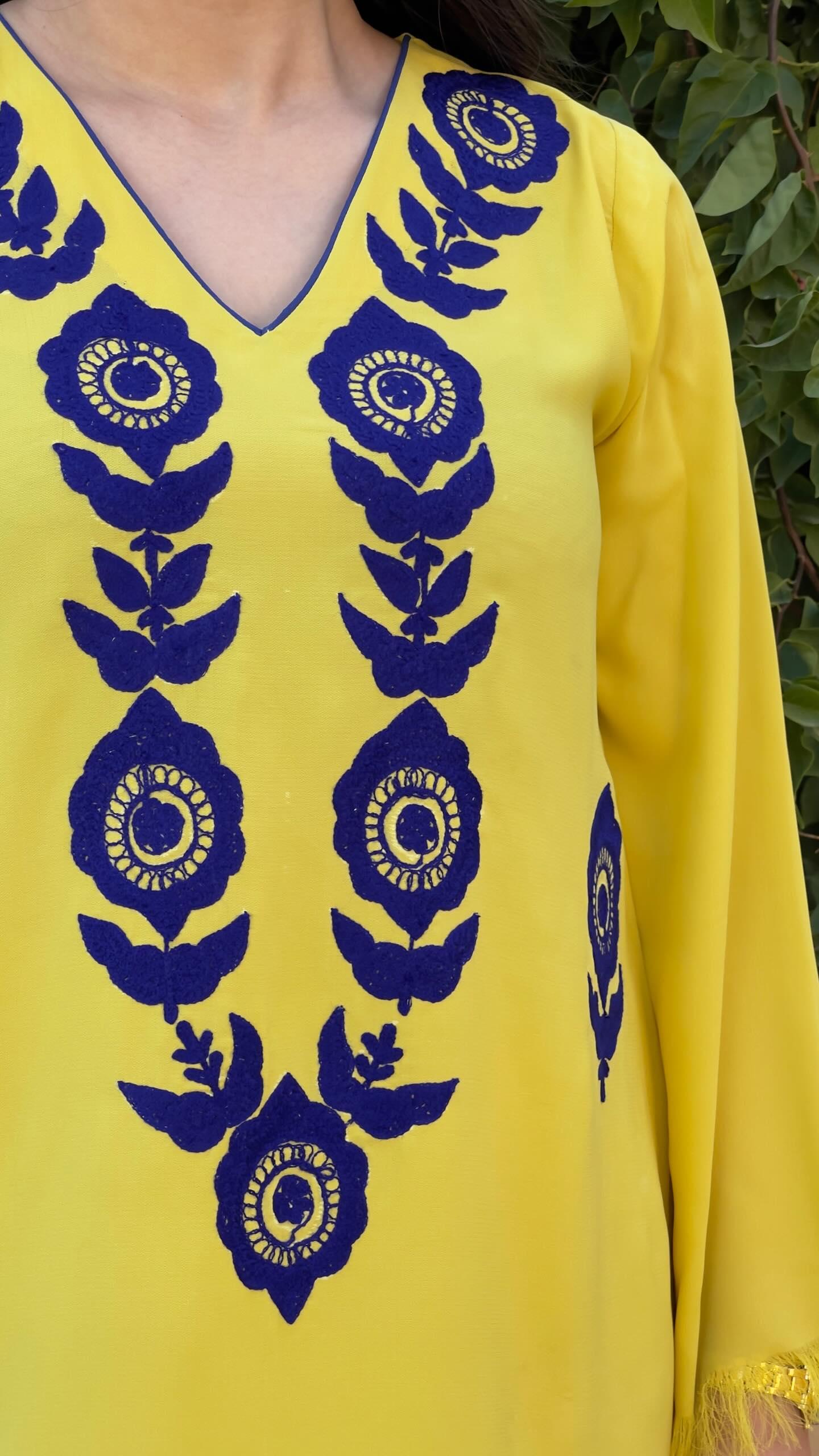 Yellow Ari Embroidered two pc Momina Ammar