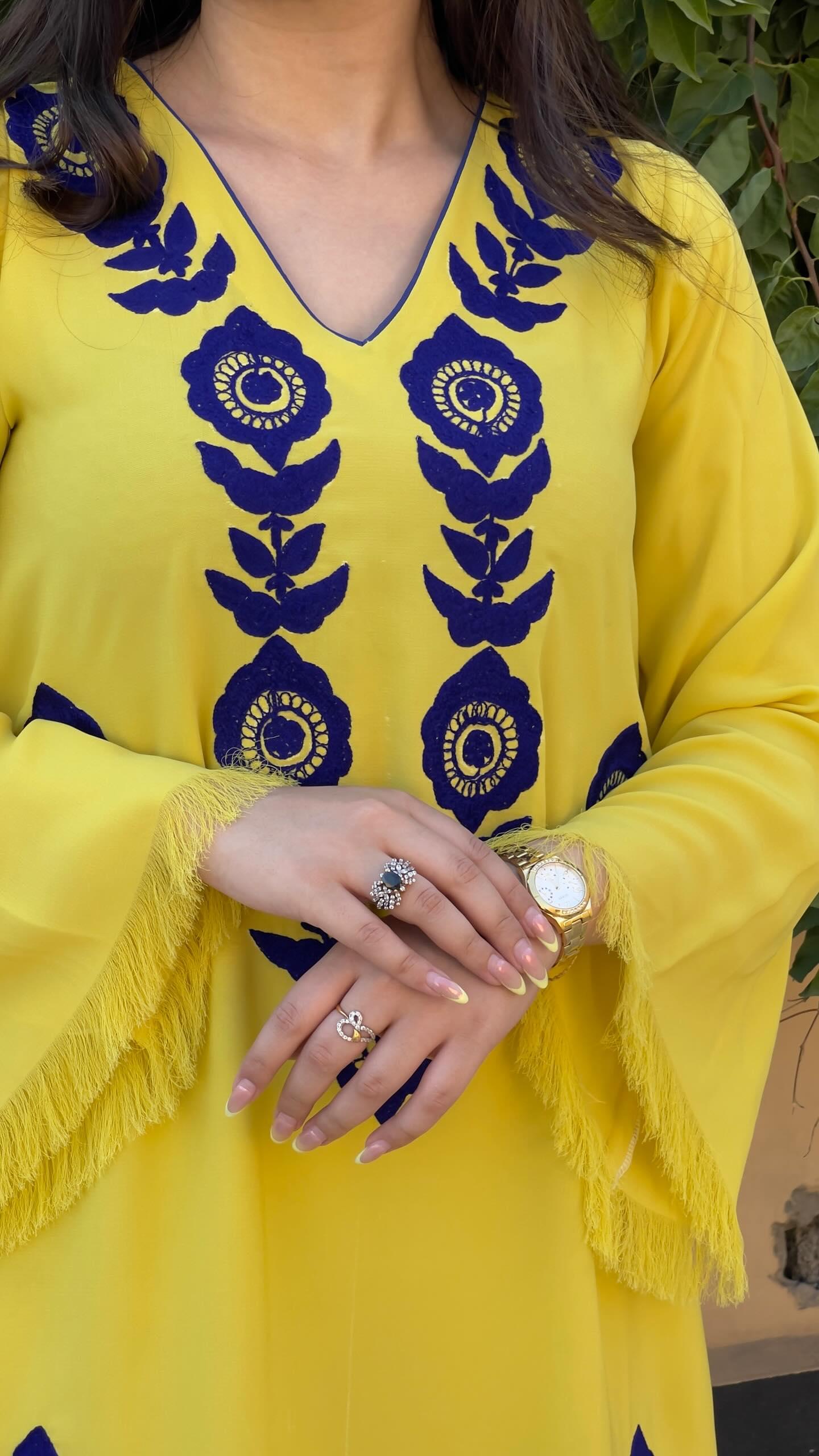 Yellow Ari Embroidered two pc Momina Ammar