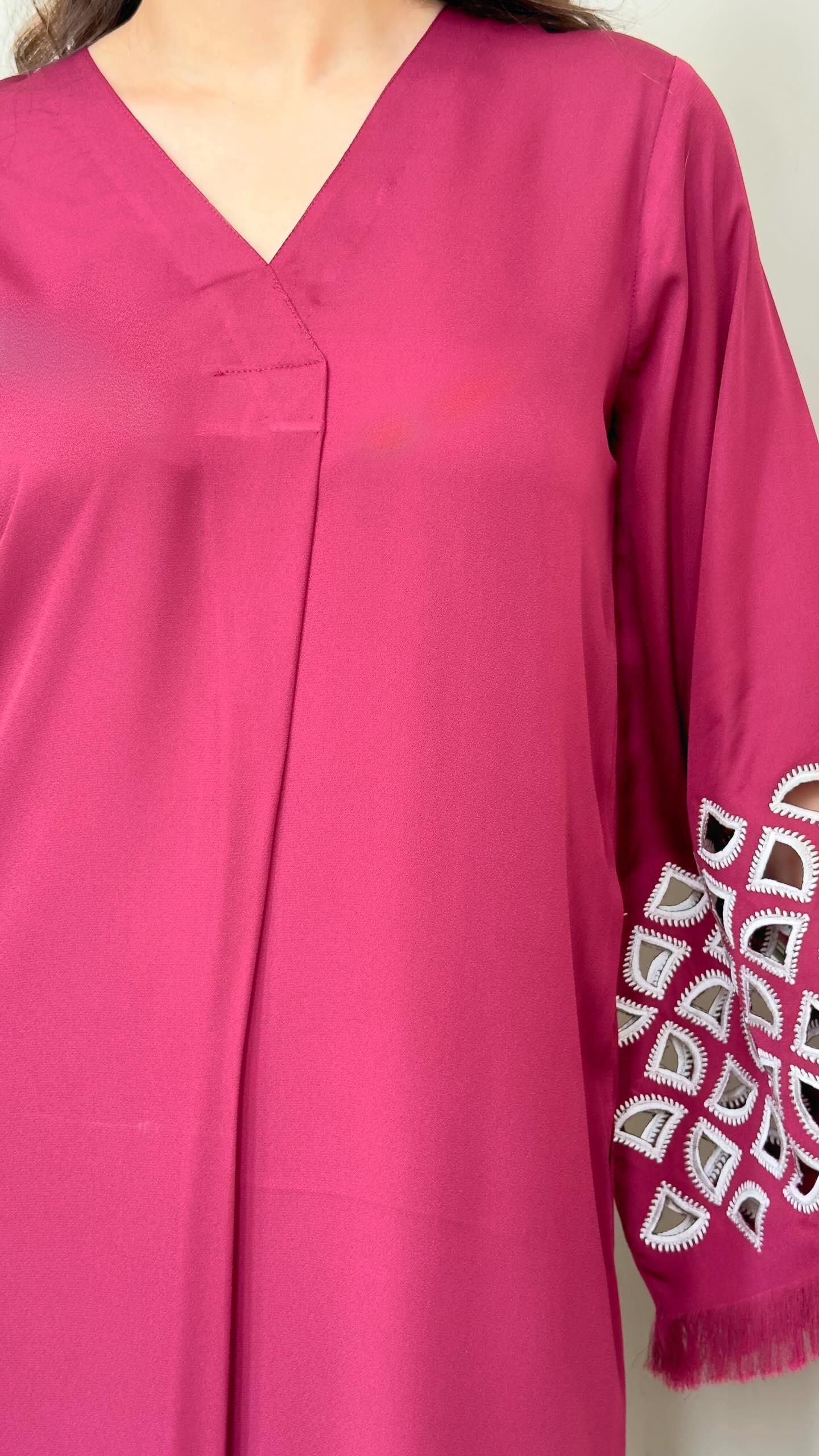 Burgundy Maroon Embroidered two pc Momina Ammar