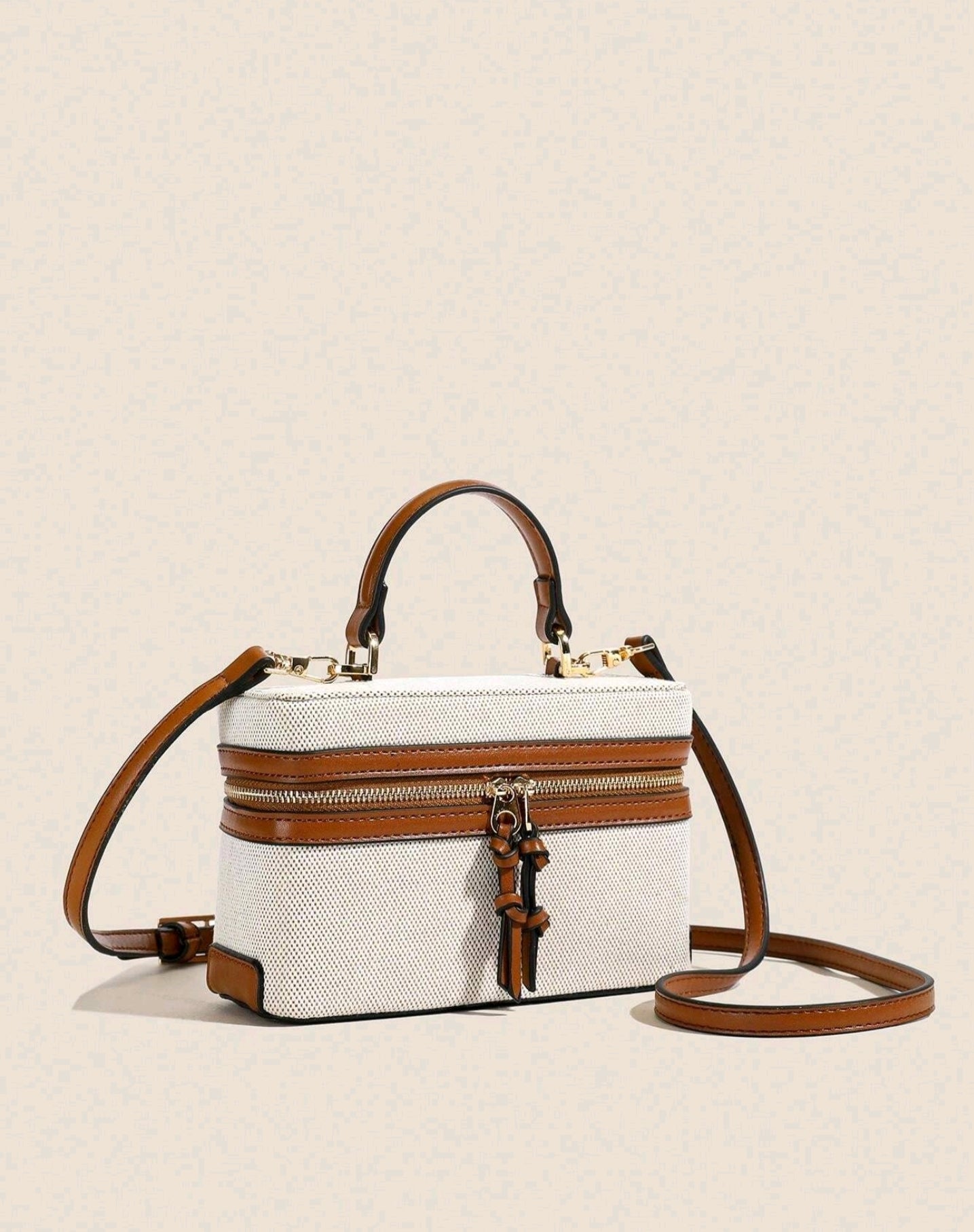 Designer two colour beige bag