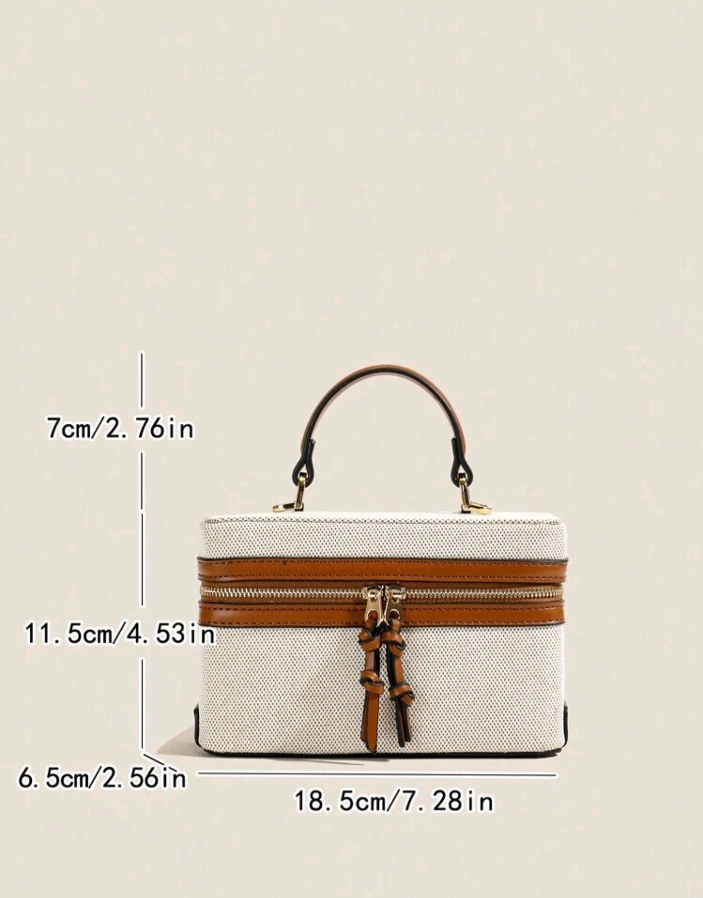 Designer two colour beige bag