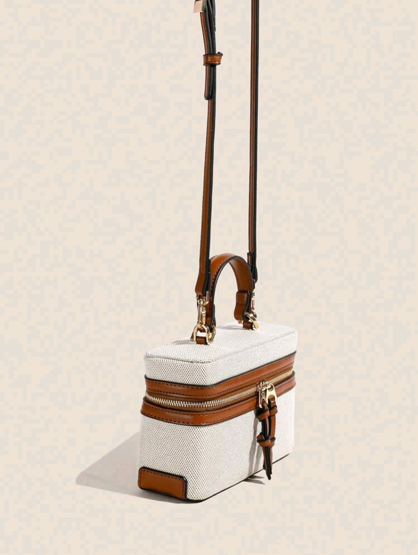 Designer two colour beige bag