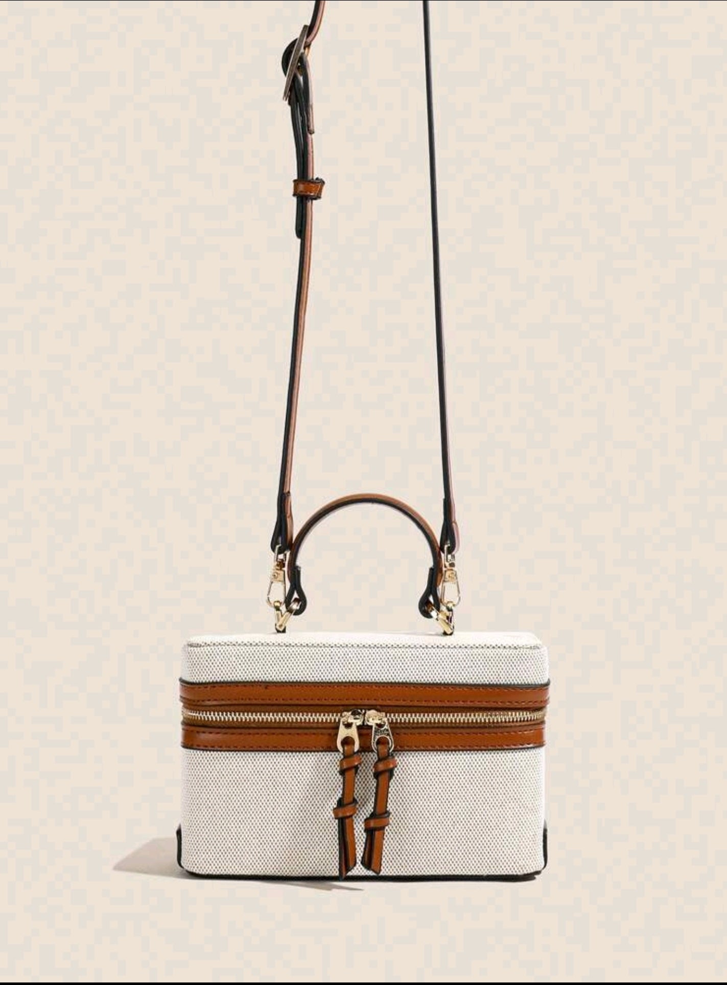 Designer two colour beige bag