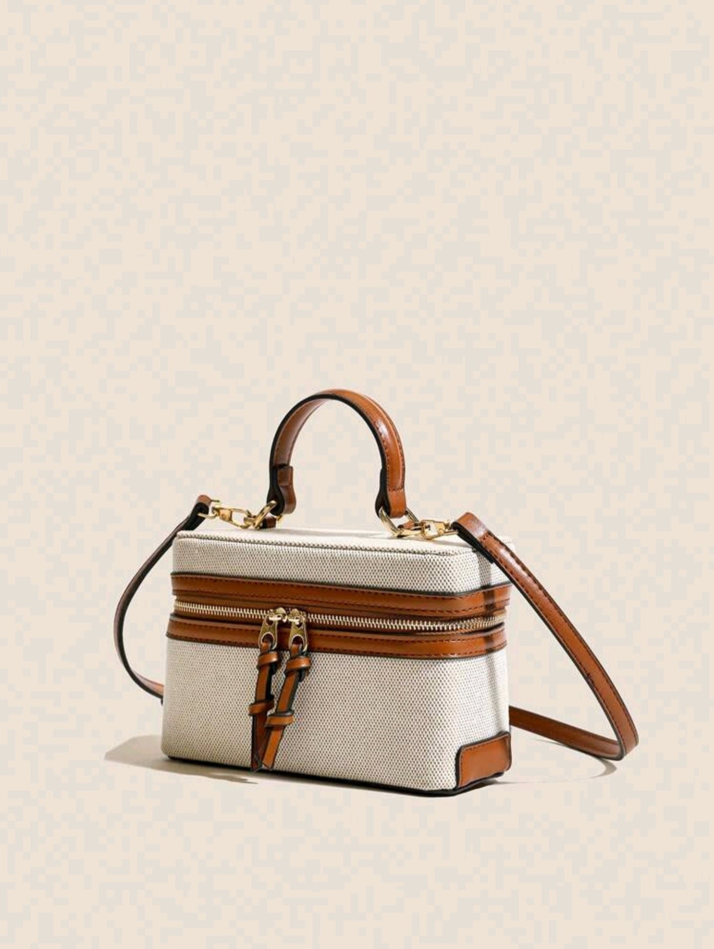 Designer two colour beige bag