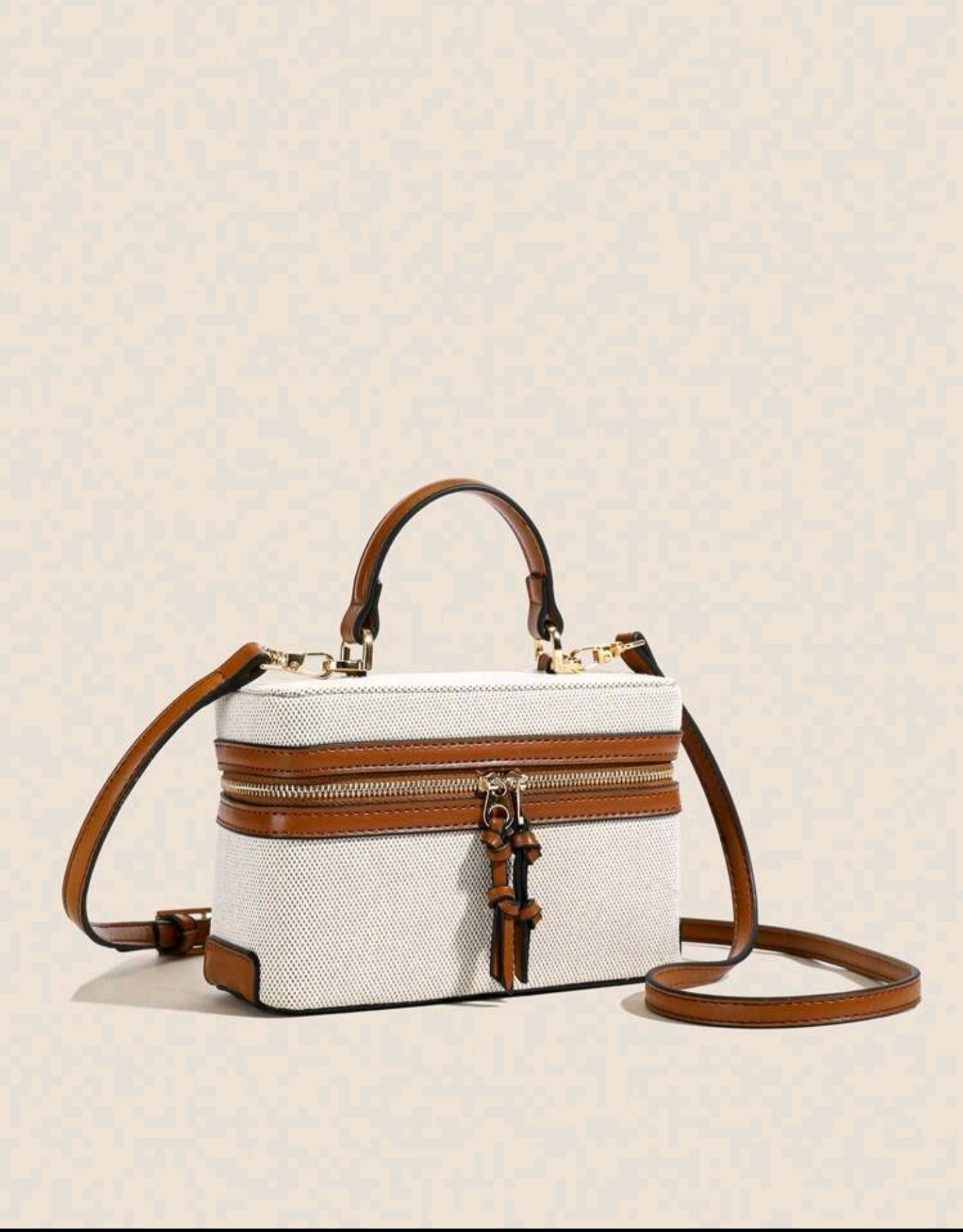 Designer two colour beige bag