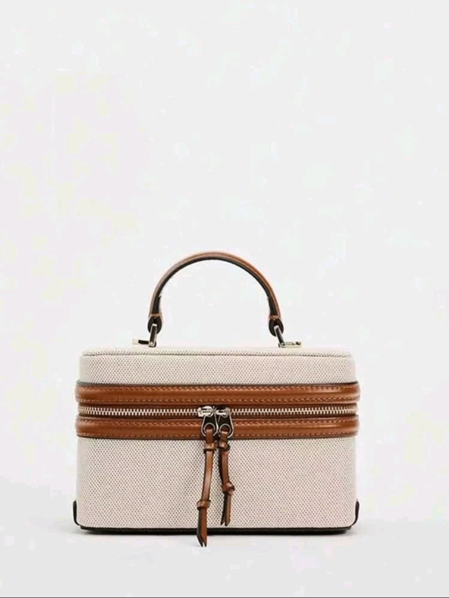 Designer two colour beige bag