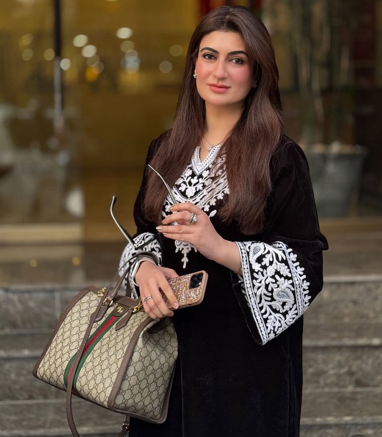 Black Embroidered Velvet Co-ord