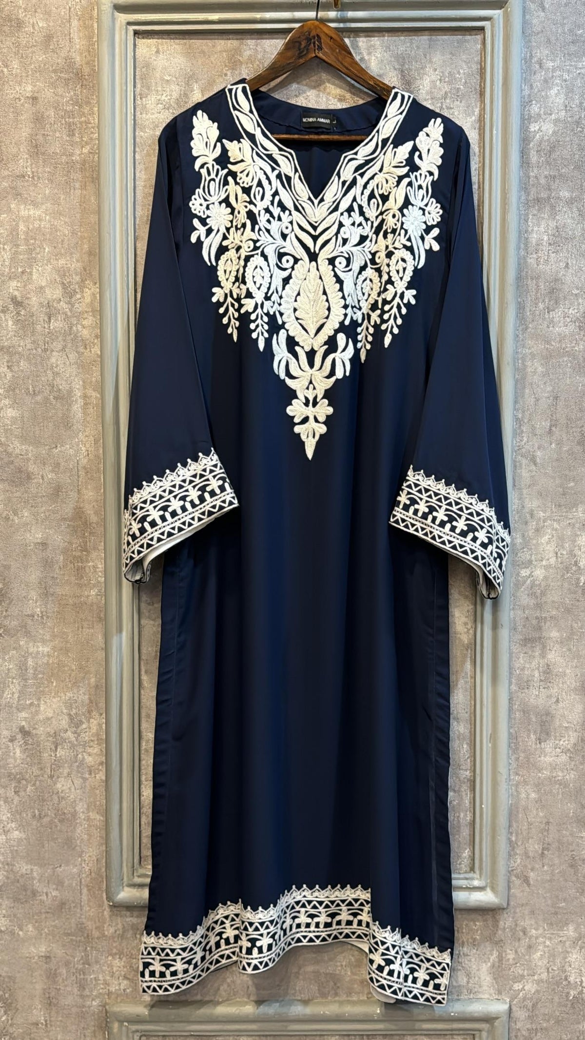 Dark Blue Embroidered