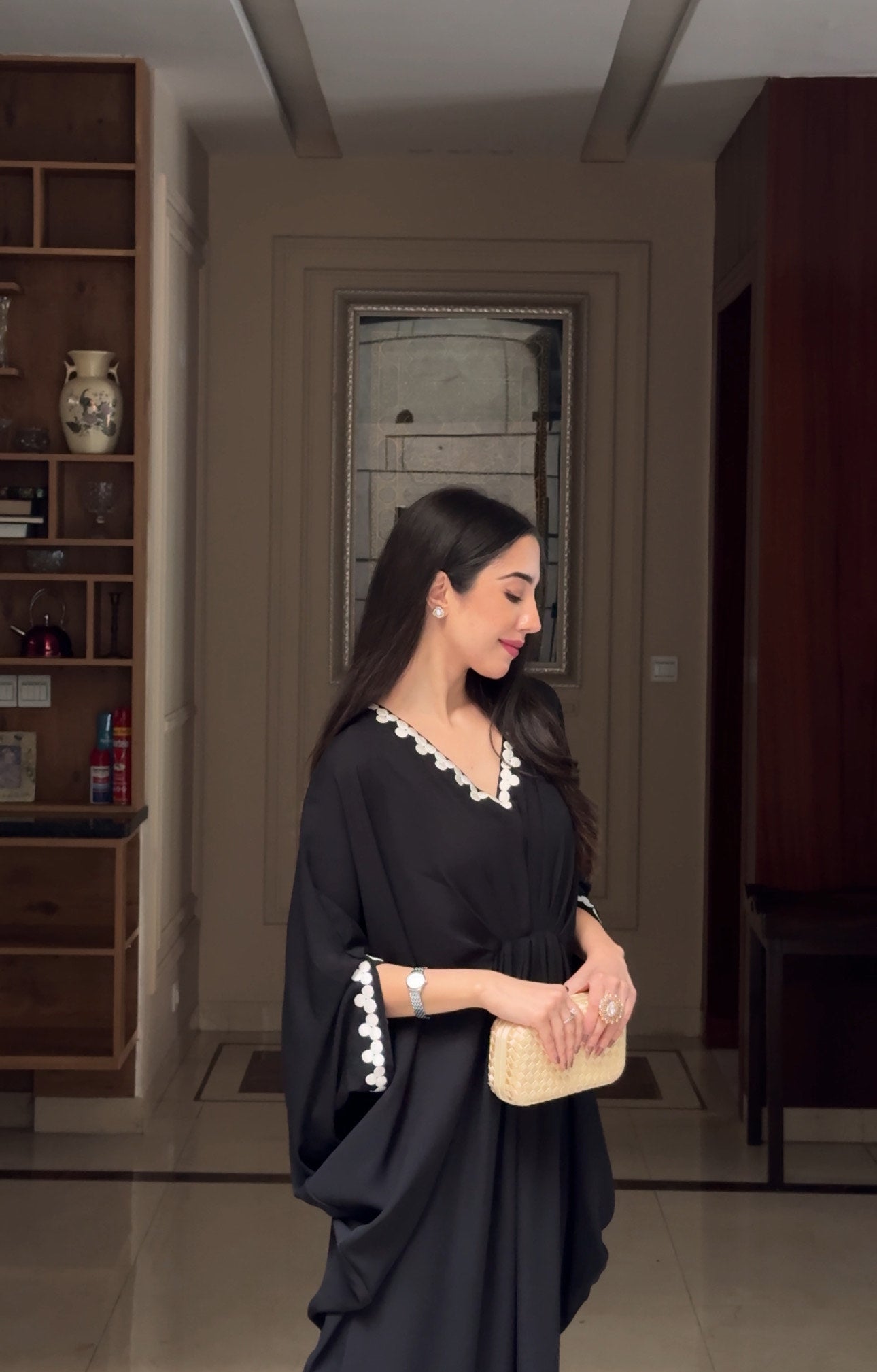 Black embroidery kaftan