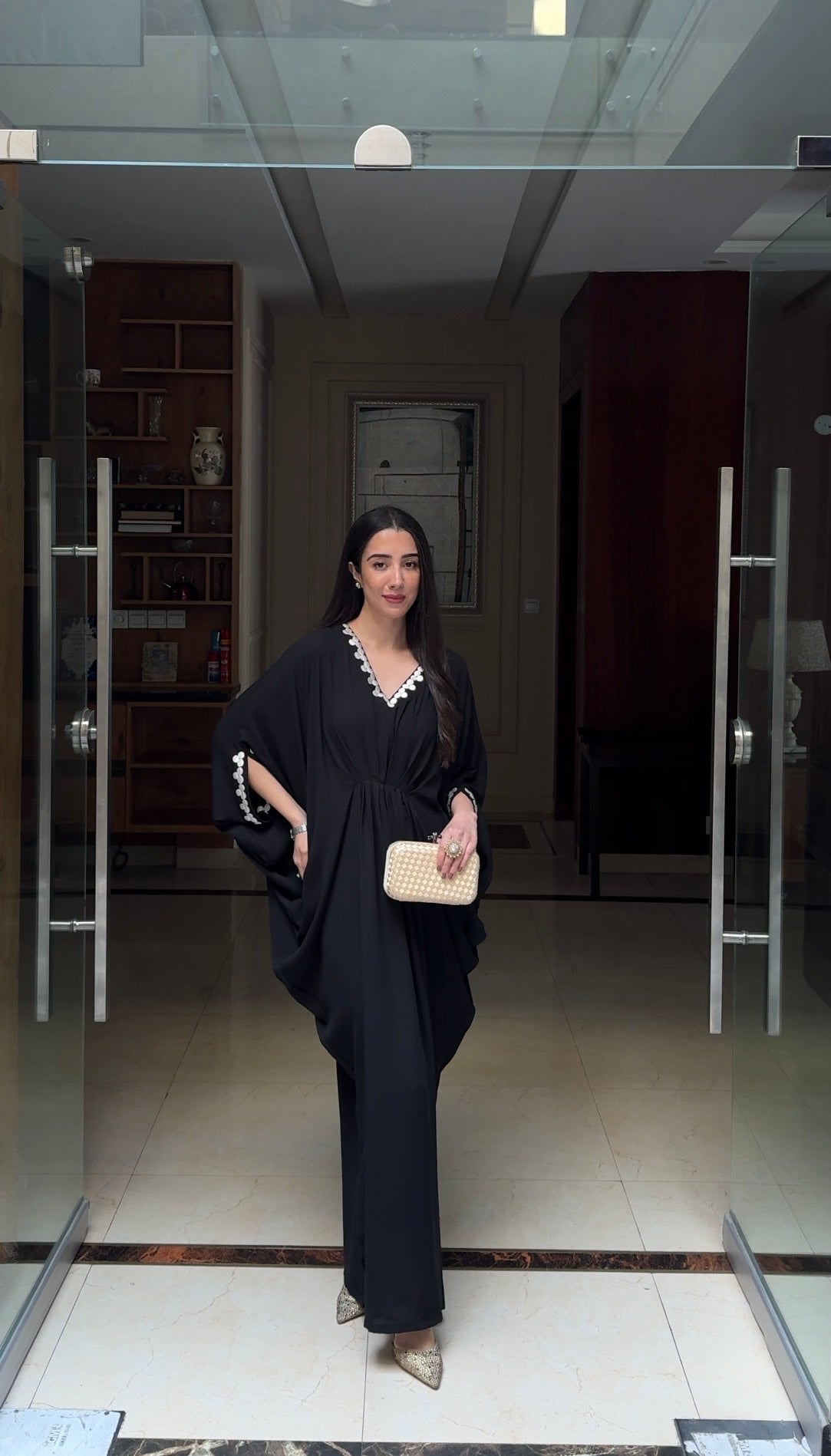 Black embroidery kaftan