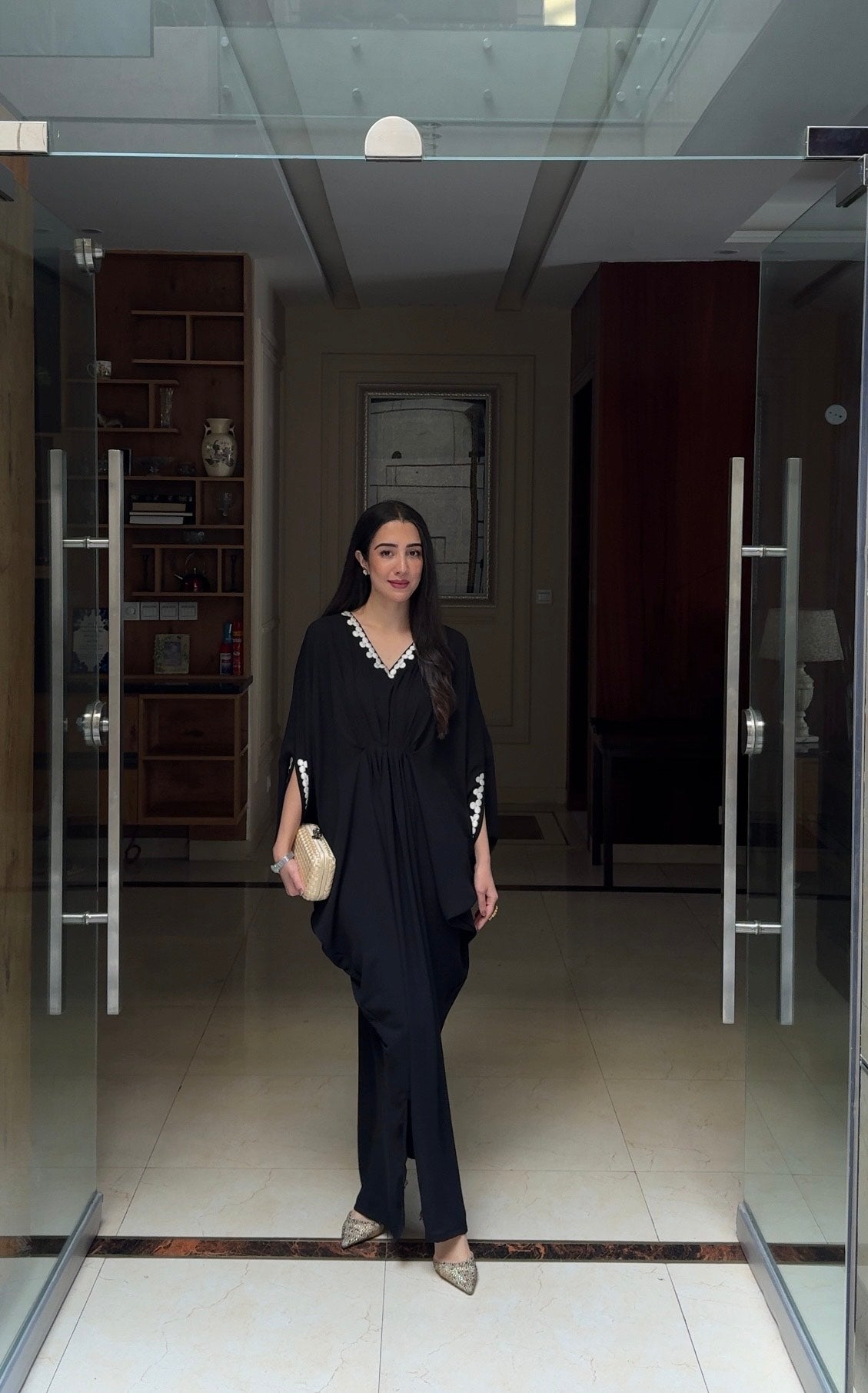 Black embroidery kaftan