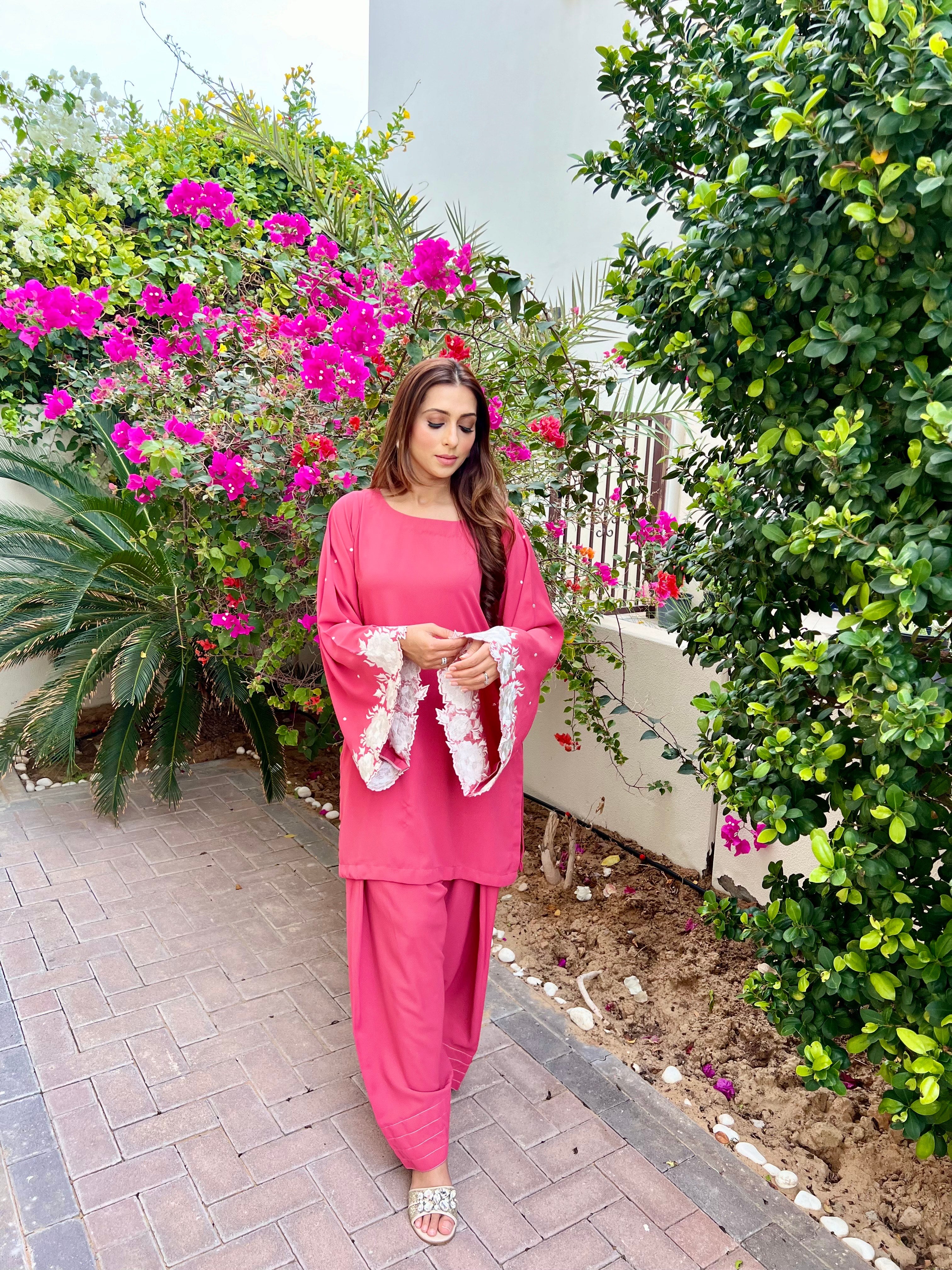 Peach Embroidered two pc Momina Ammar