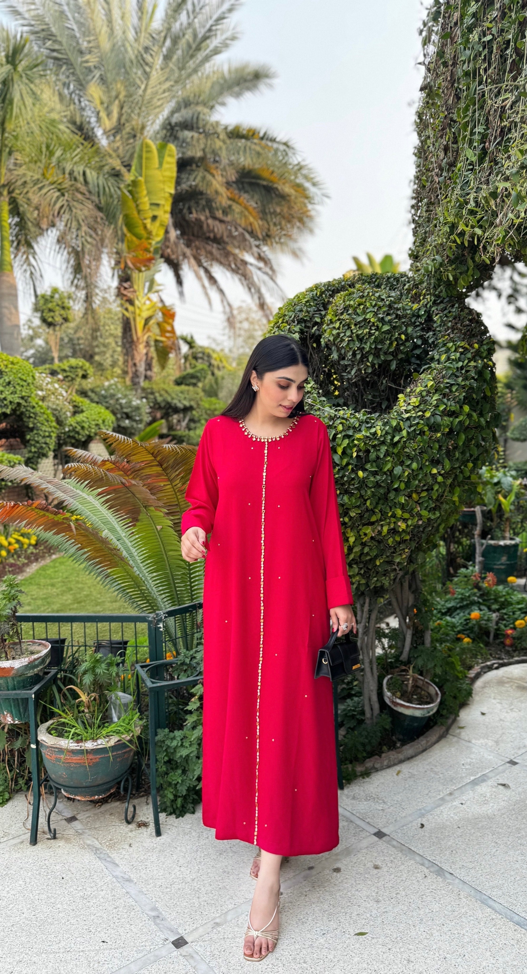 Red Embellished Swarovski Momina Ammar