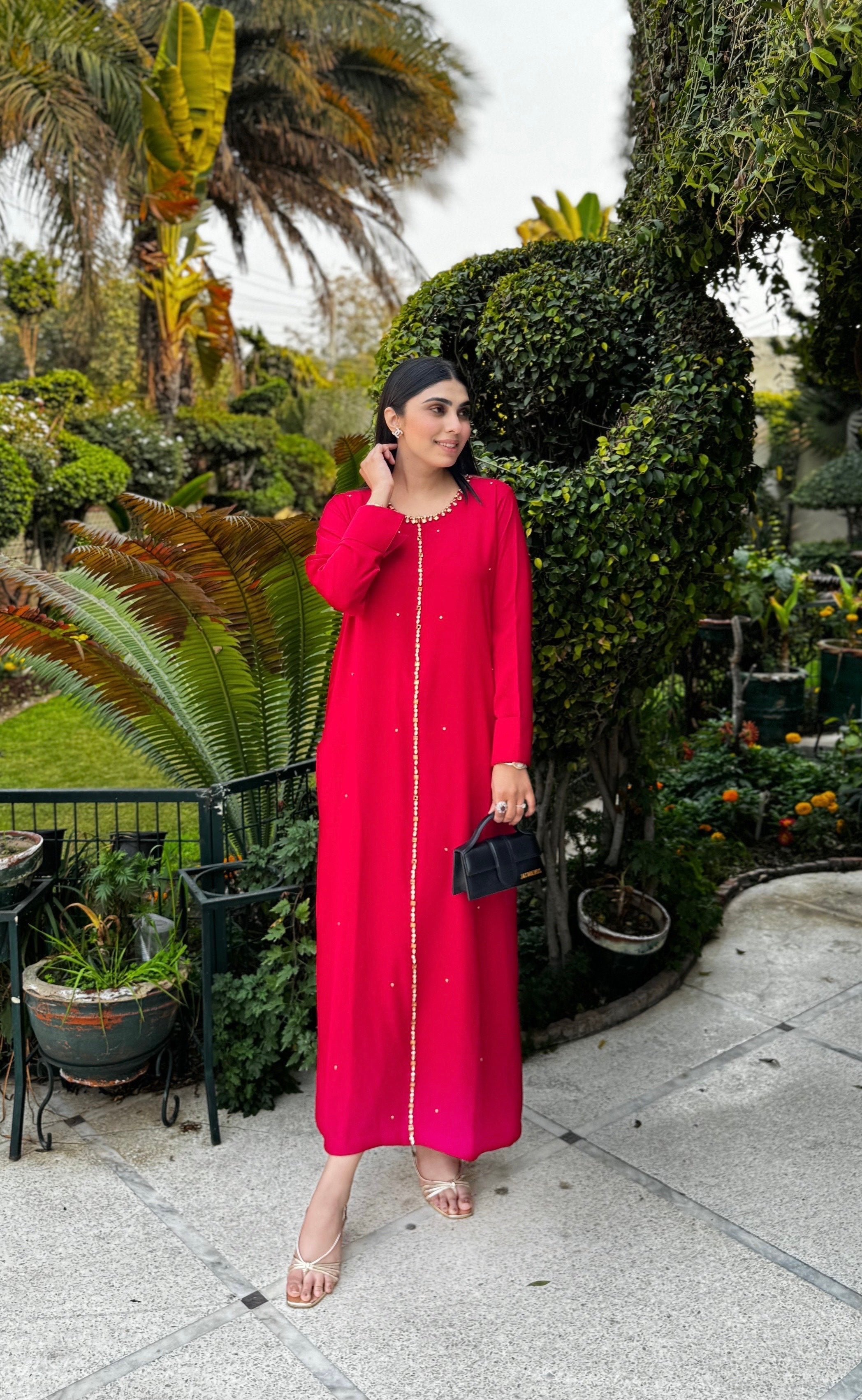 Red Embellished Swarovski Momina Ammar