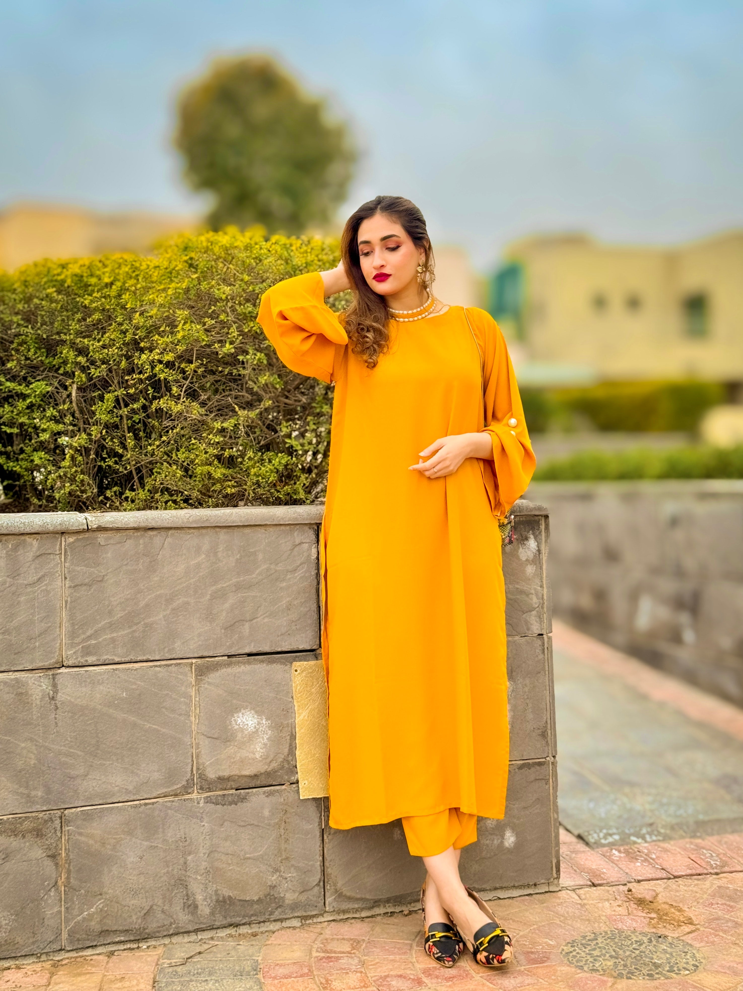 Mustard Pearls Momina Ammar