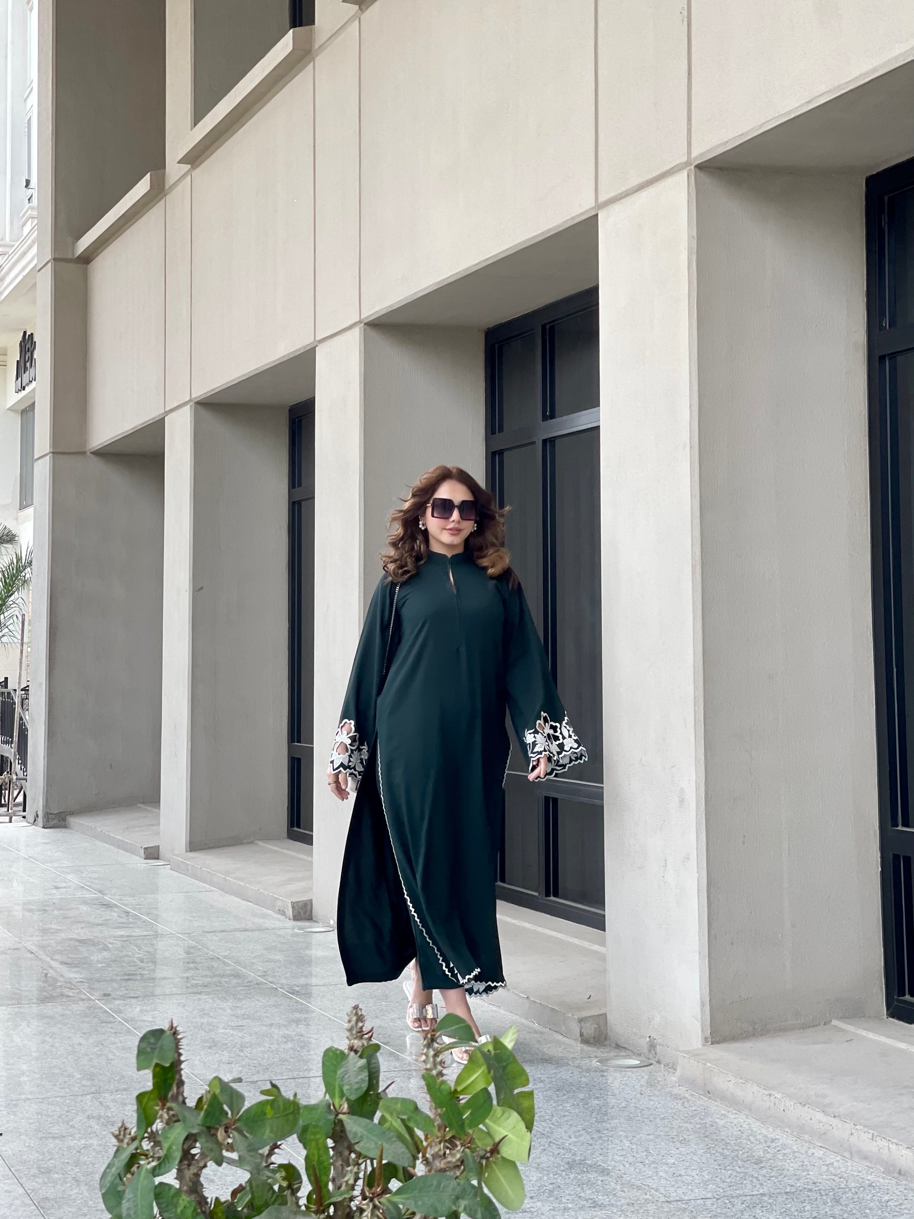 Dark Green Embroidered two pc Momina Ammar