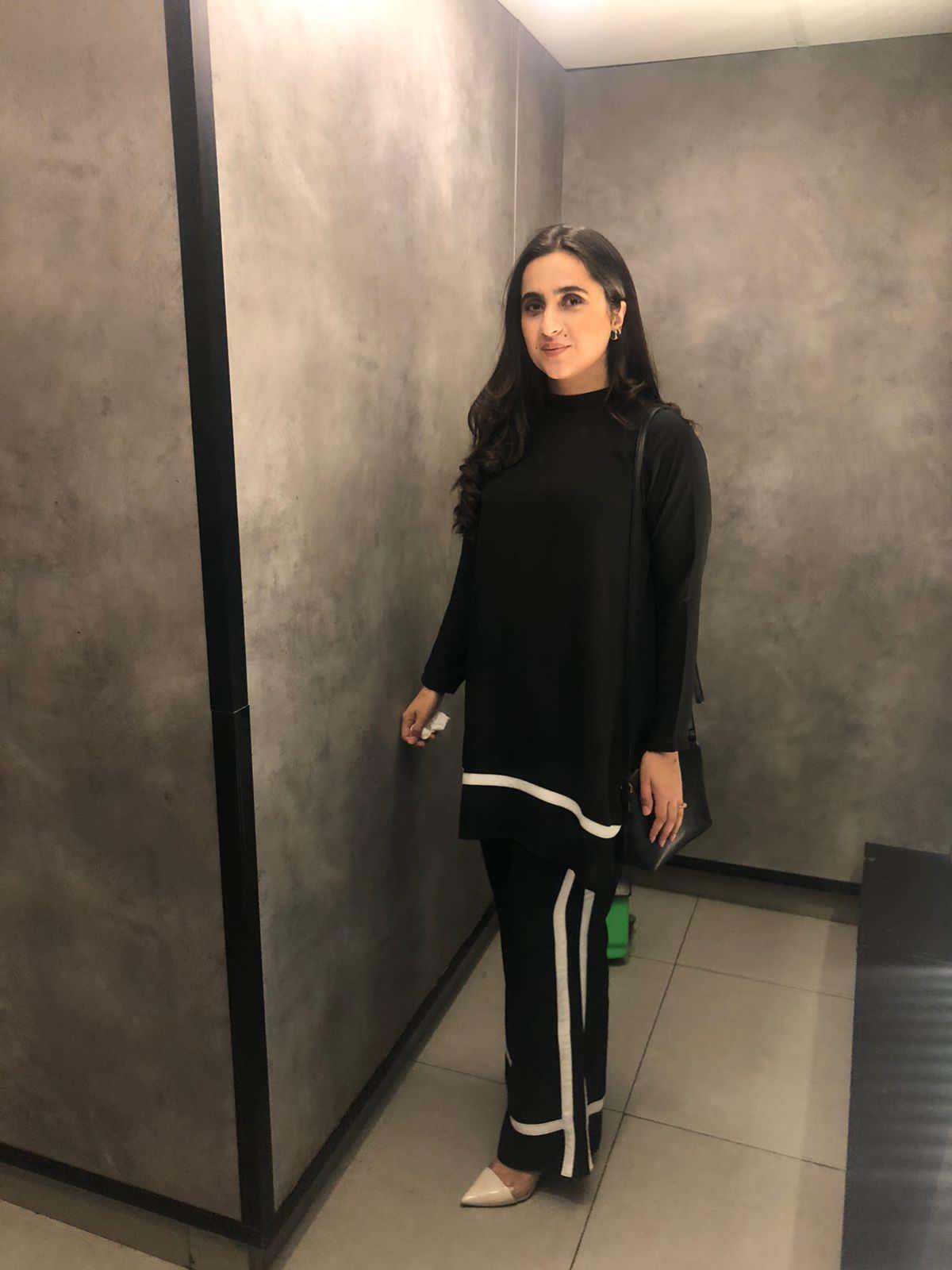 Black Co-ord set with white lines