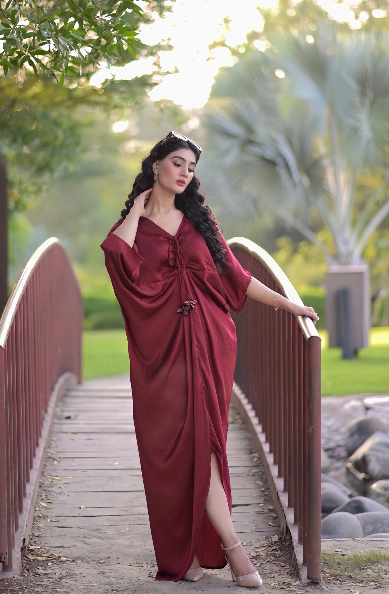 Burgundy kaftan hotsell