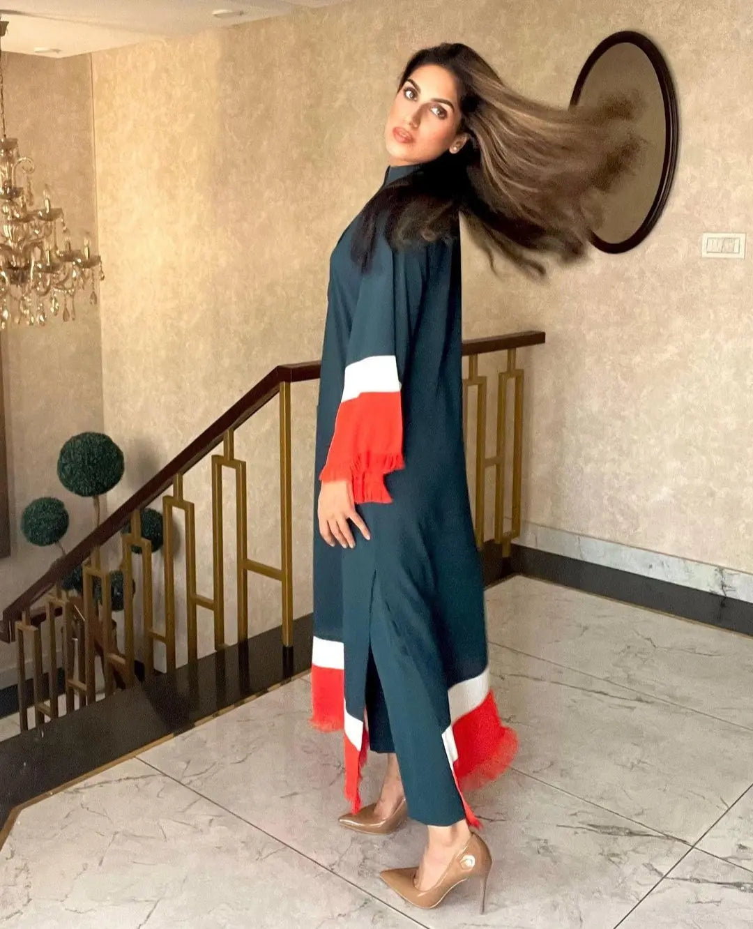 Threaded Love (Two pc) Teal with Stripes Momina Ammar