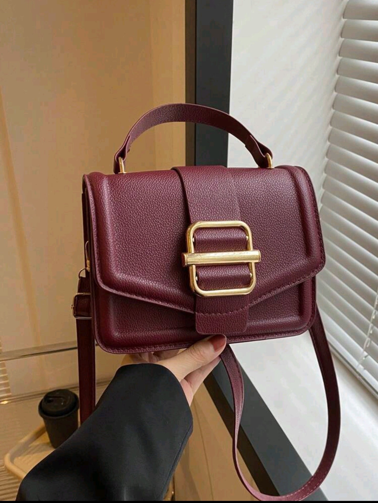 Burgundy buckle bag