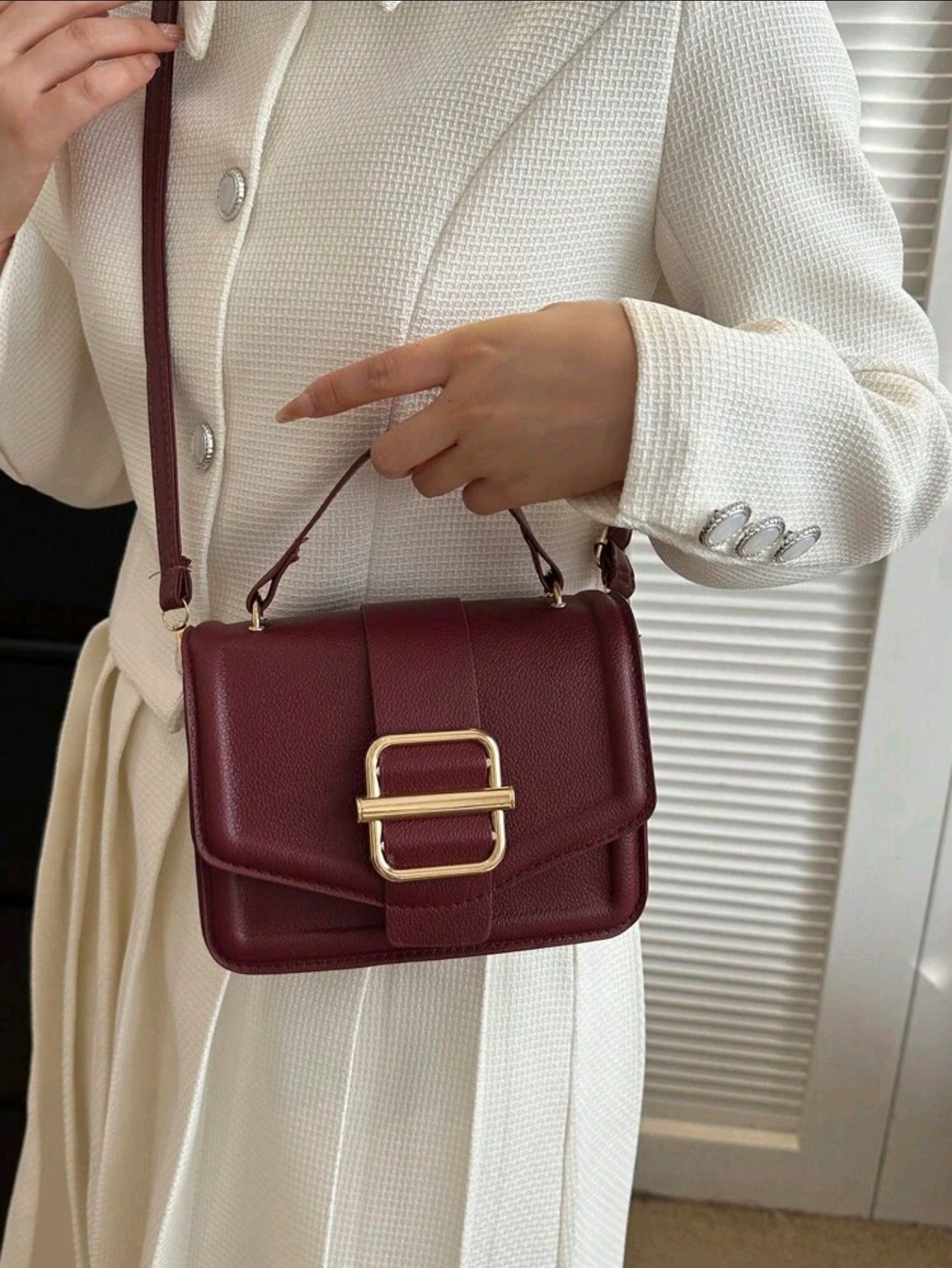 Burgundy buckle bag