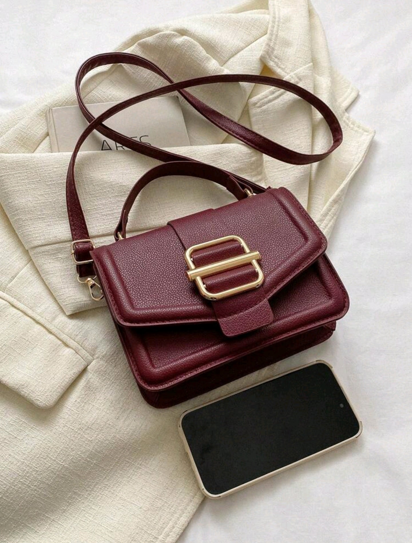 Burgundy buckle bag