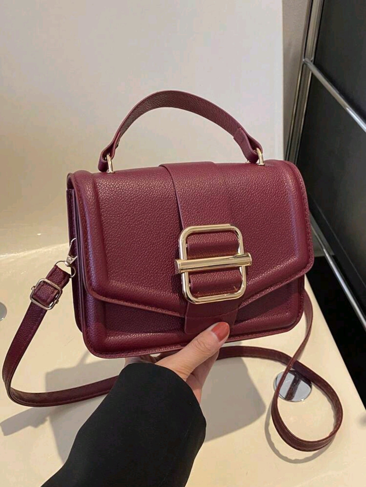 Burgundy buckle bag