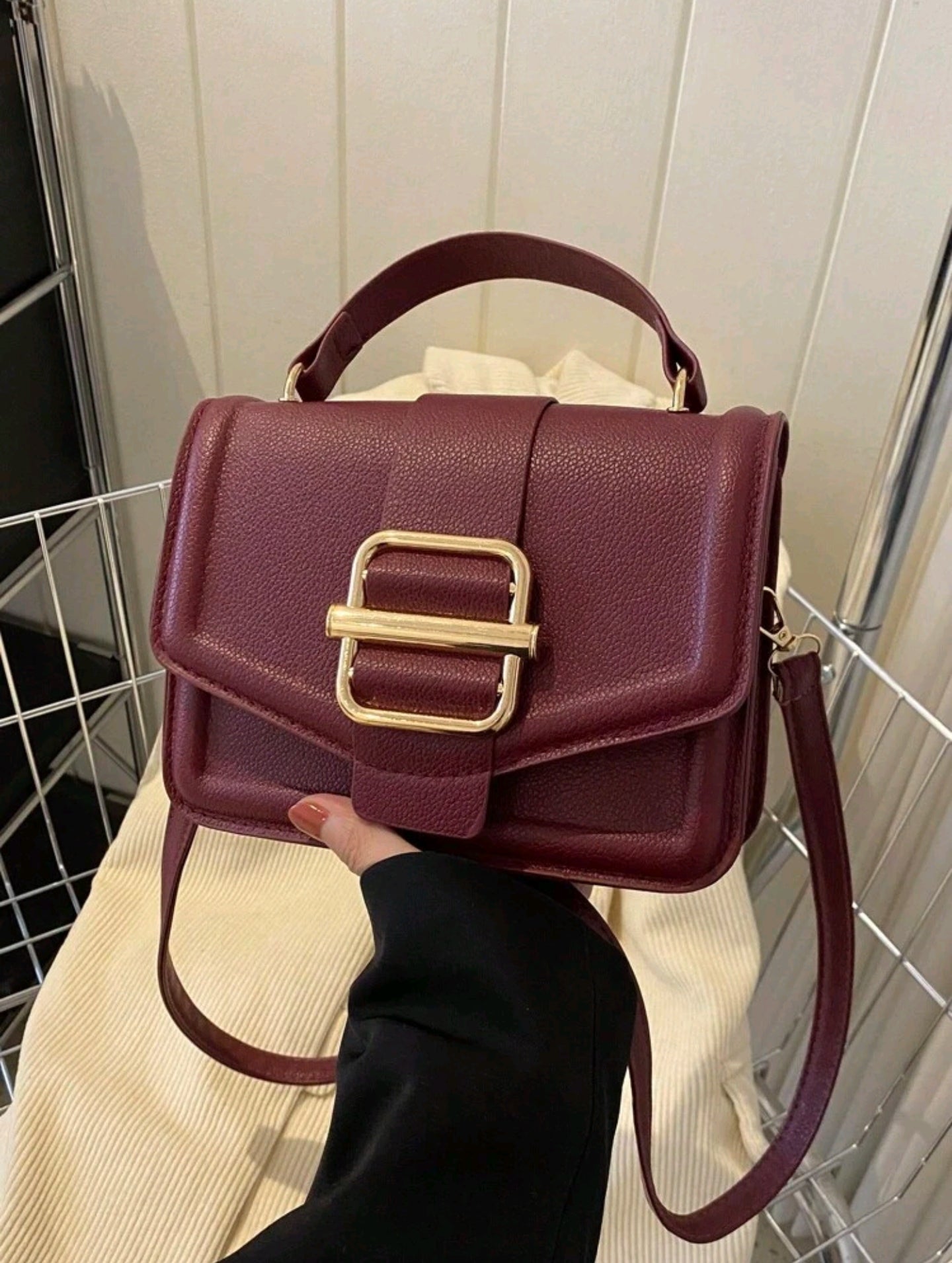 Burgundy buckle bag
