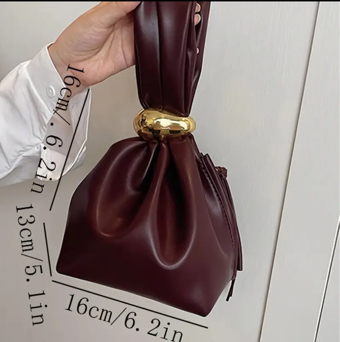 Burgundy bucket bag