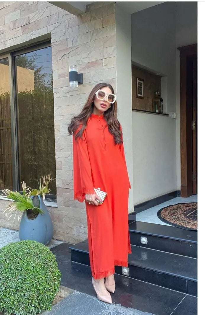 Threaded Love (Two pc) Orange Momina Ammar