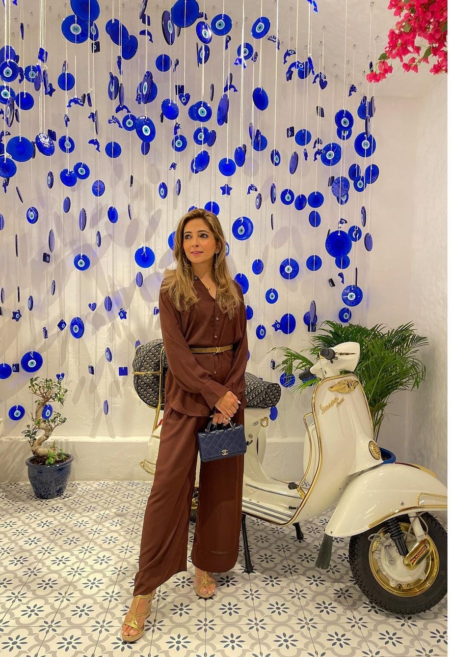 C0-ord Set (two pc).Brown Momina Ammar