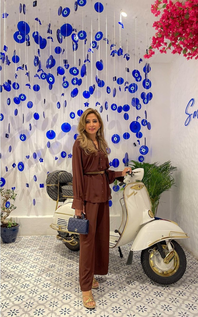 C0-ord Set (two pc).Brown Momina Ammar