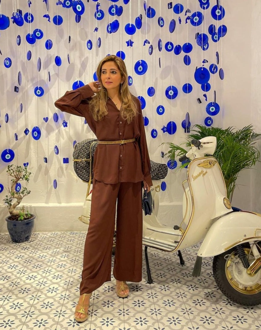 C0-ord Set (two pc).Brown Momina Ammar