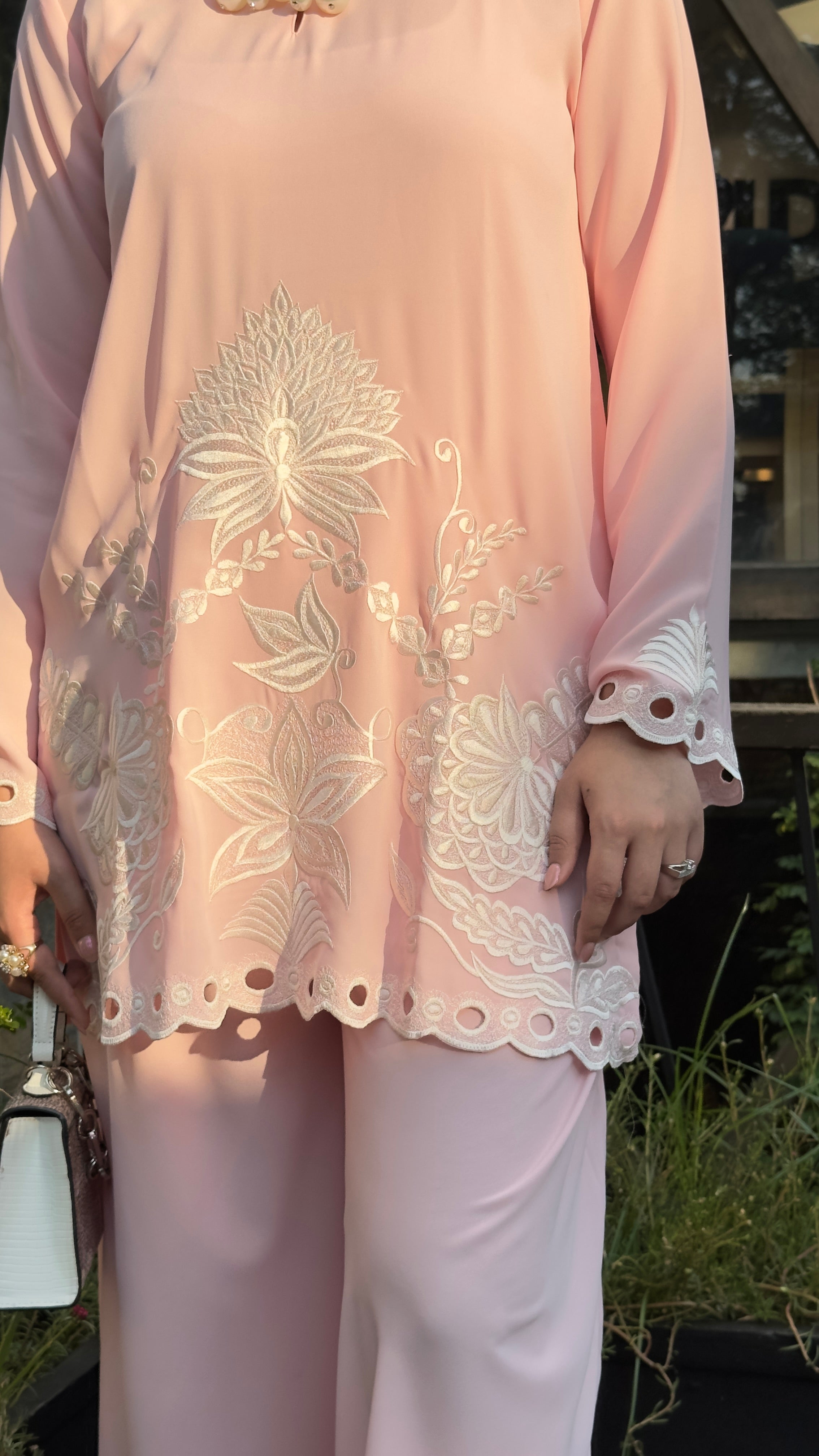 Pastel Pink Embroidered