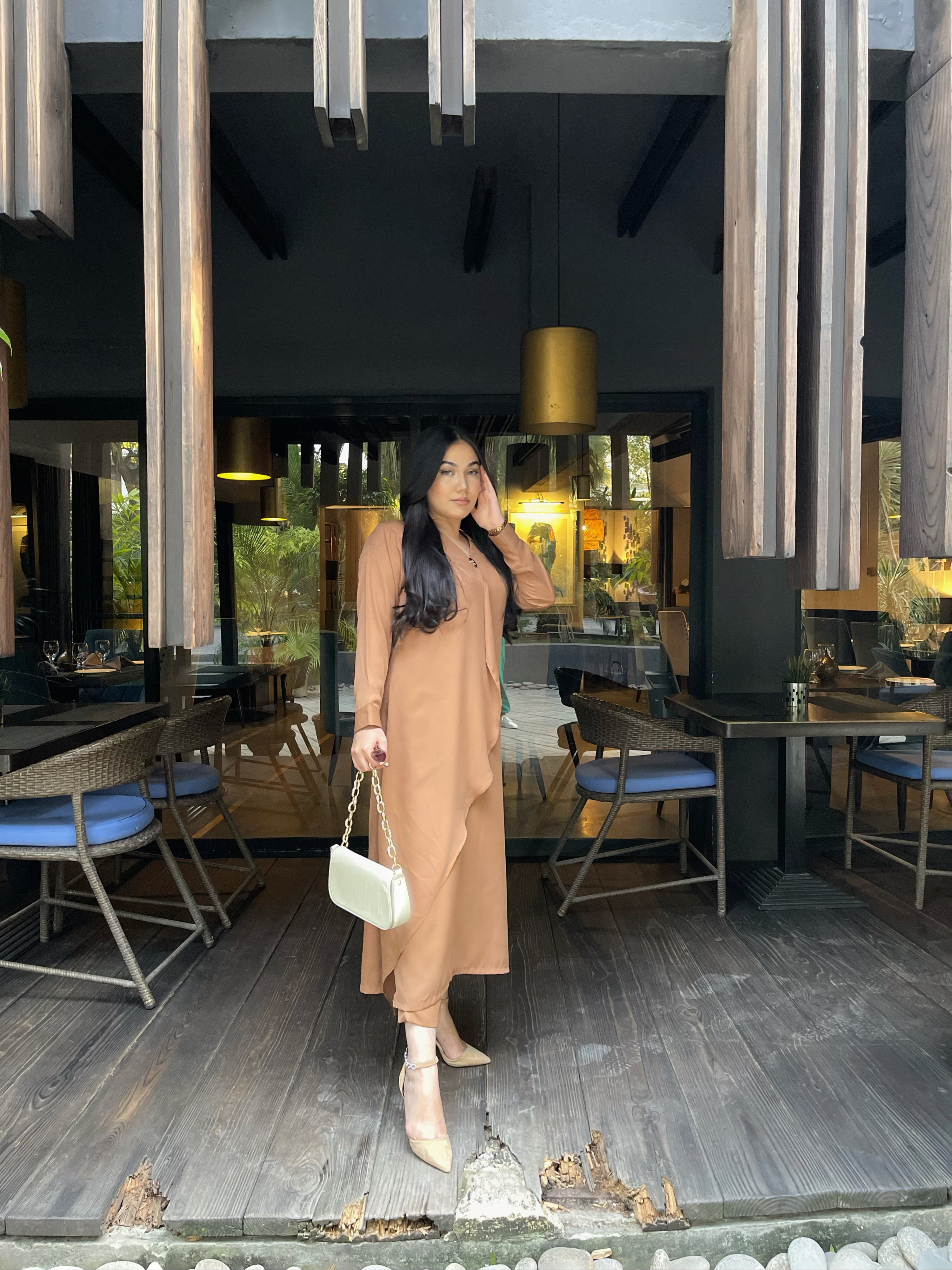 Flair V-NECK Pleated button Momina Ammar