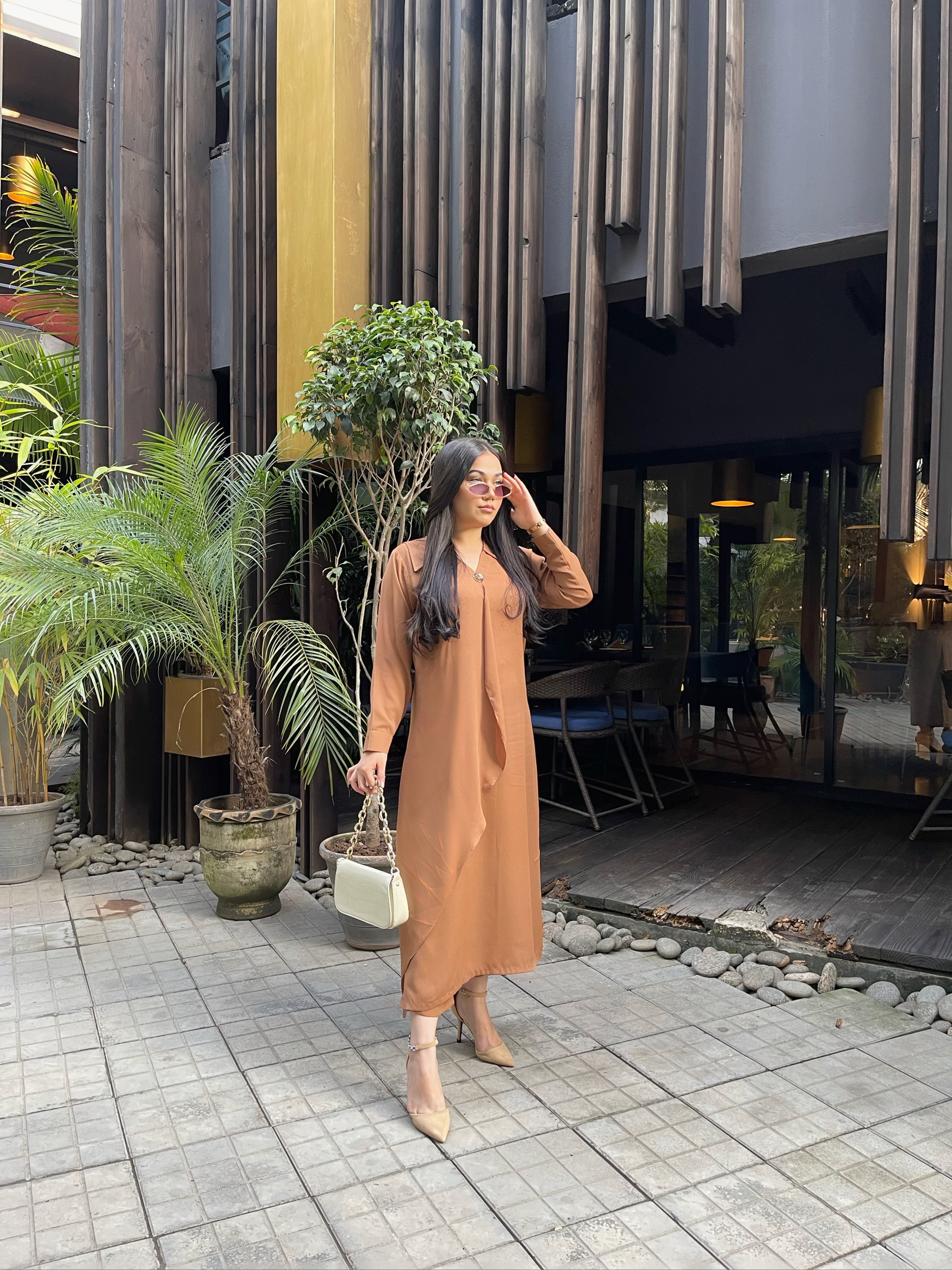 Flair V-NECK Pleated button Momina Ammar