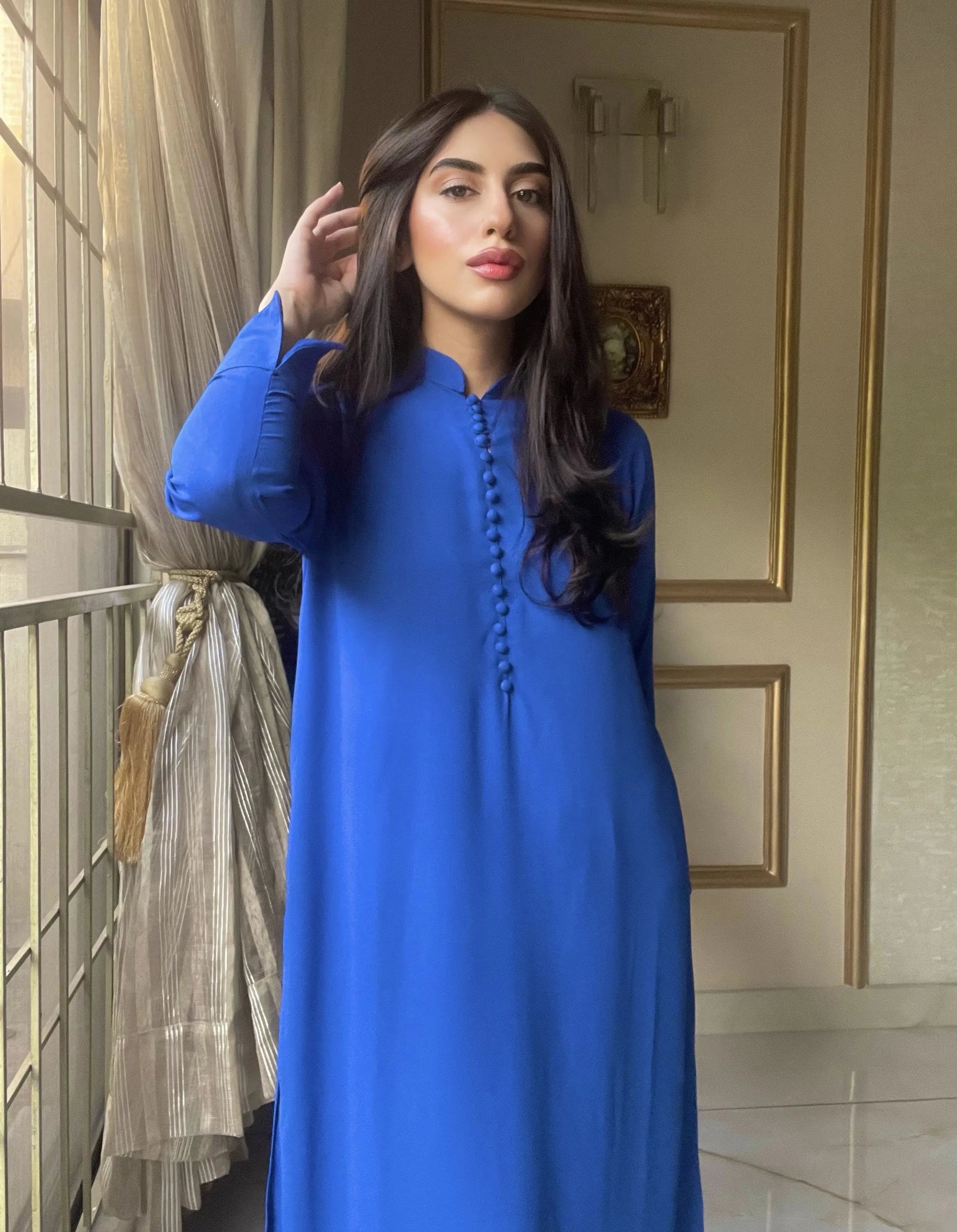 Royal Blue Button Set Momina Ammar
