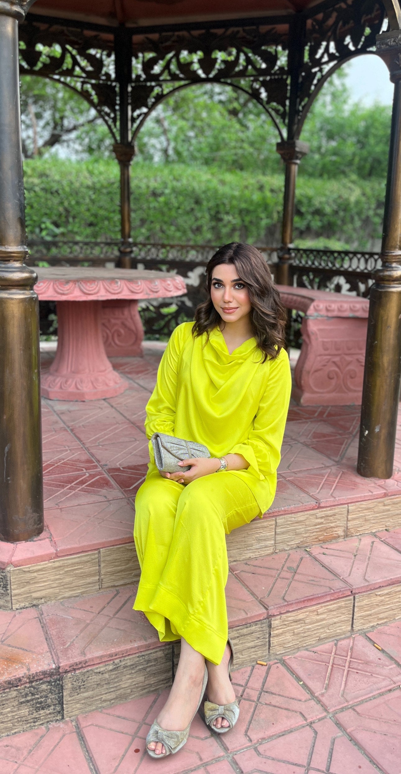 Cowl Neck Lime Momina Ammar