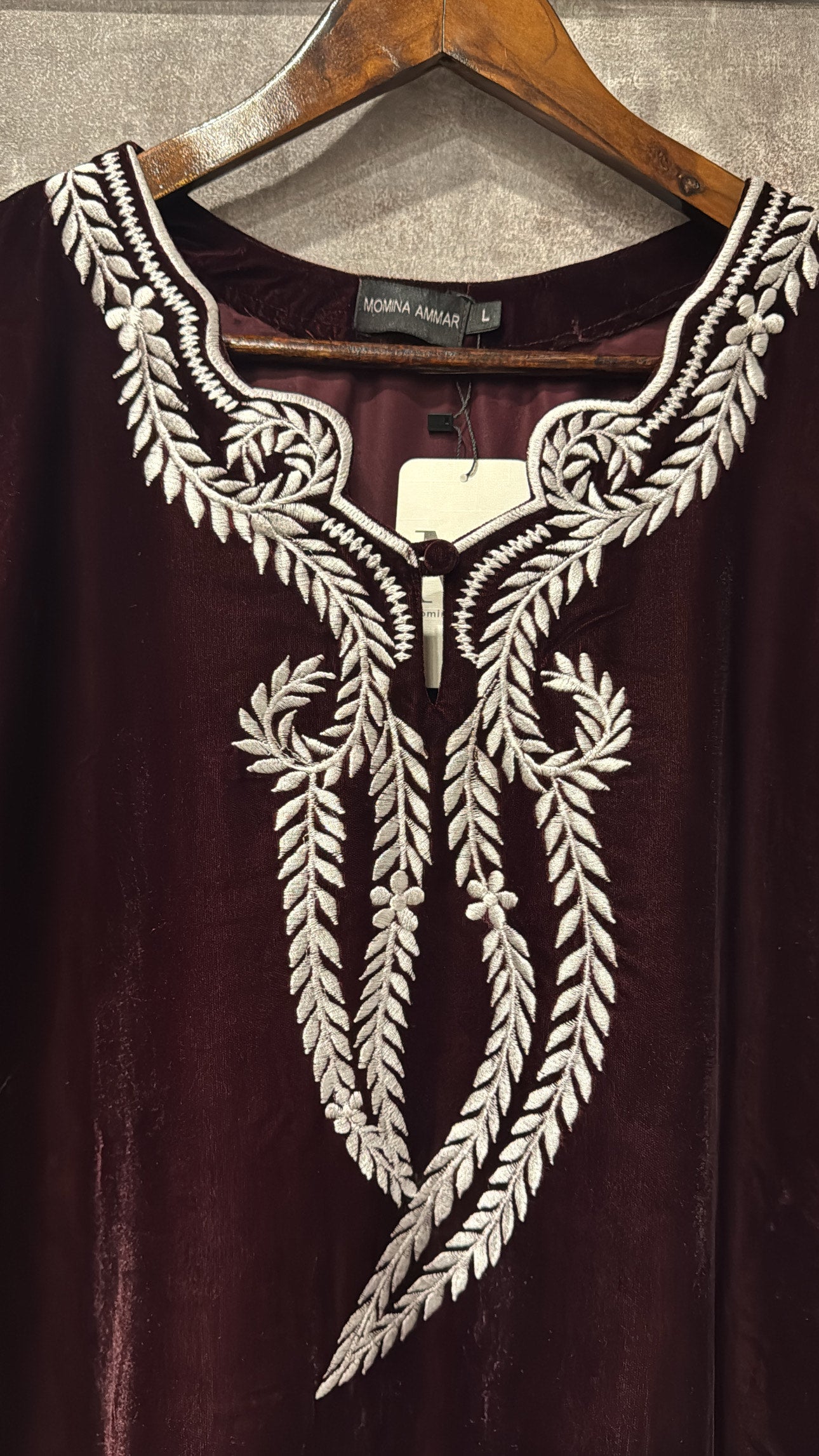 Burgundy scallop velvet