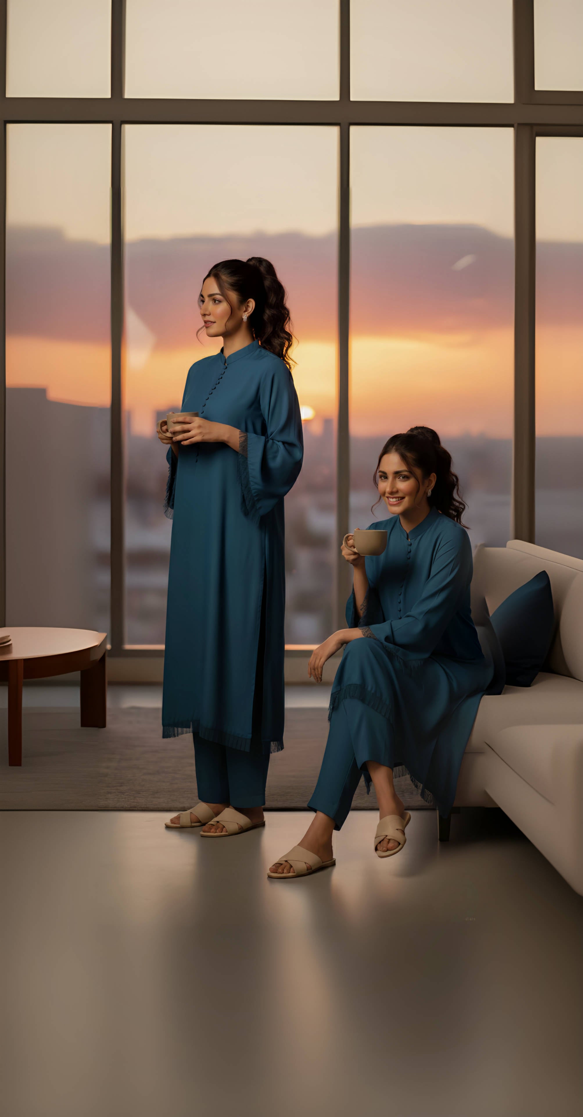 Teal Blue button+Fringes